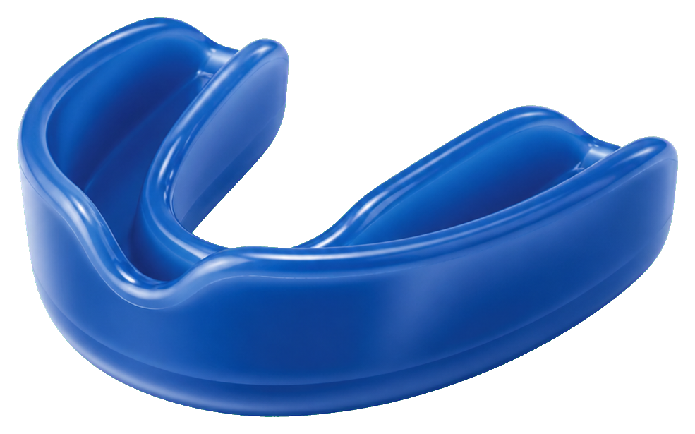 Plain blue mouthguard sticker on a transparent background