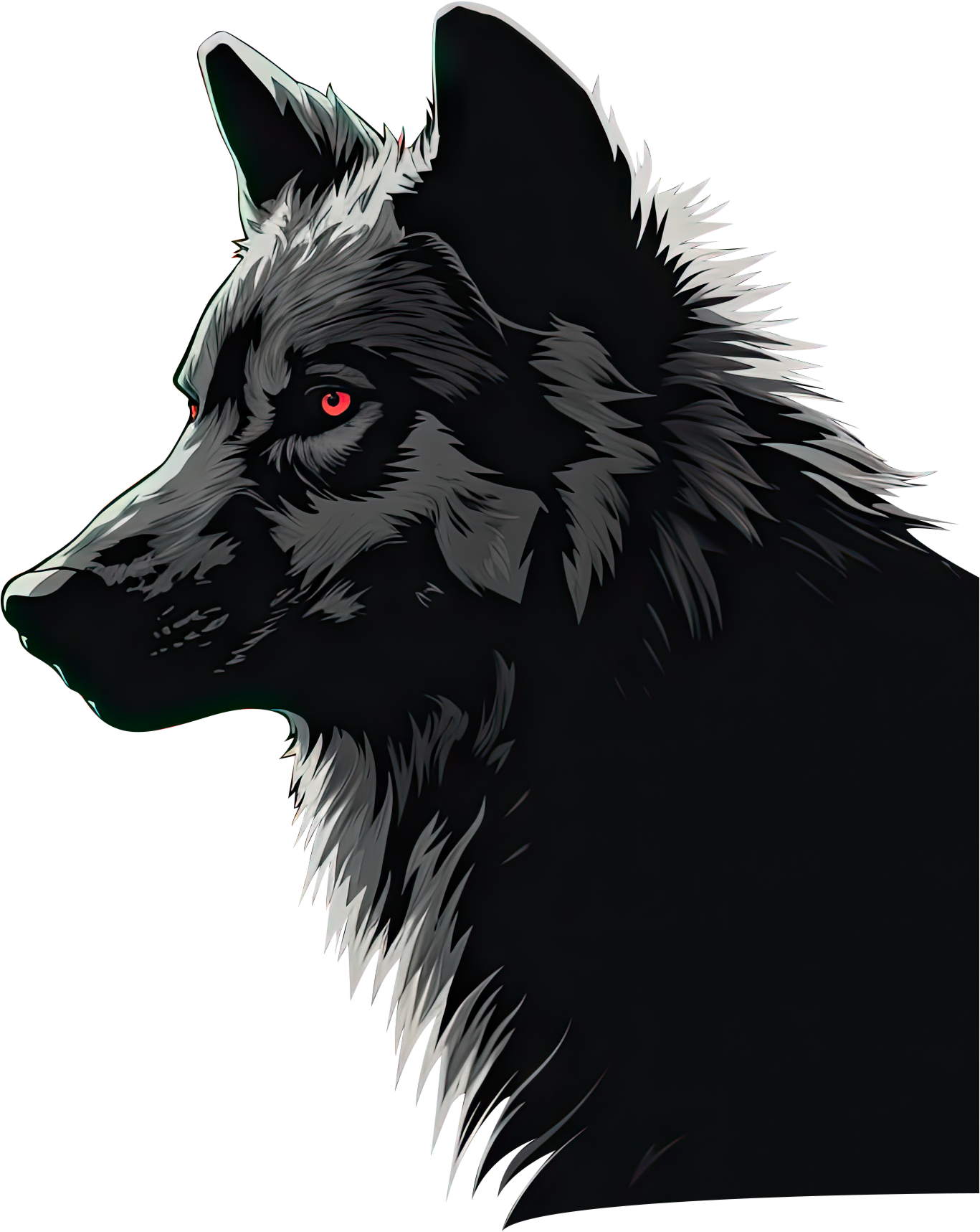 Preview for Black-wolf-profile-illustration-logo-animal-sticker-b0542