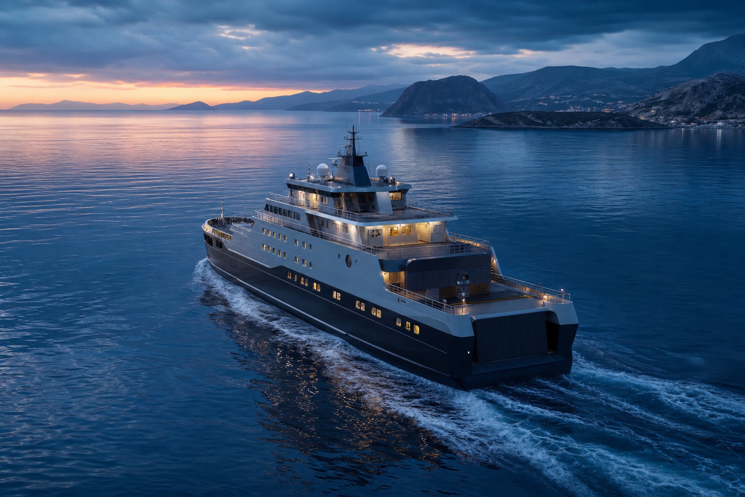 Preview for Ferry And Ship Blue Hour Background