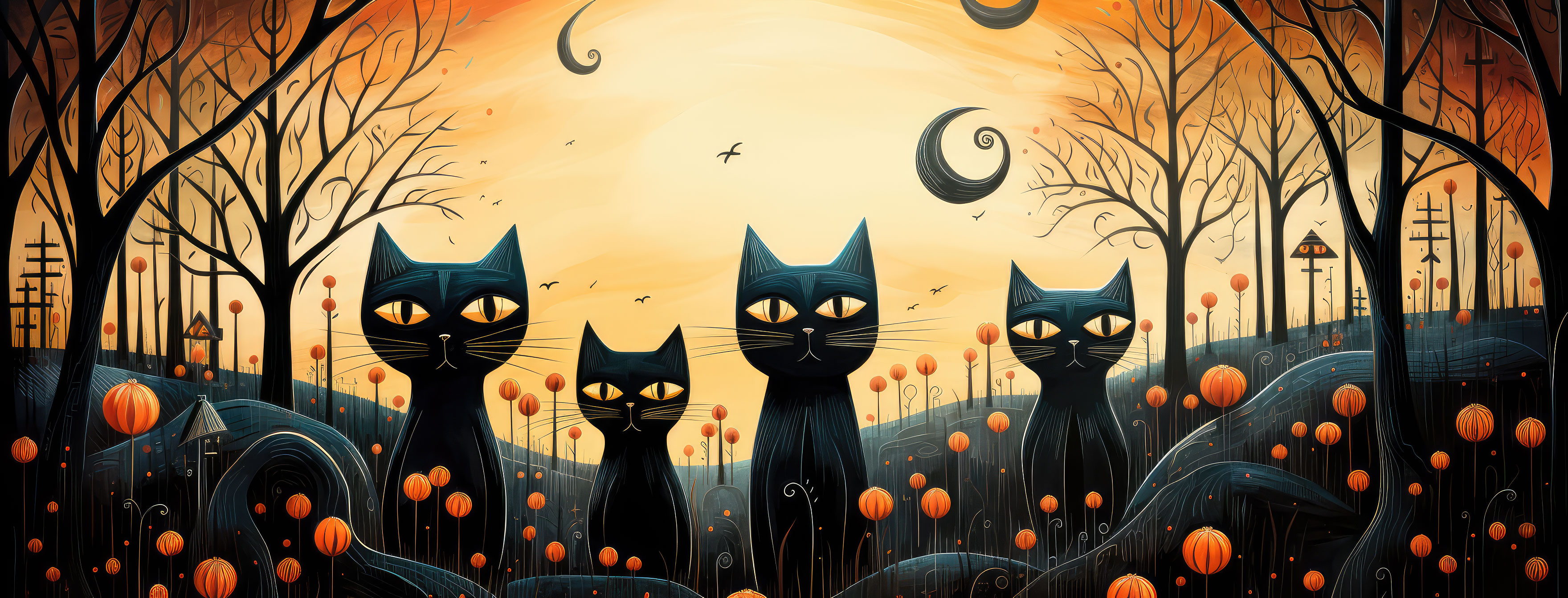Preview for Halloween-night-black-cats-halloween-cover-background-683f8