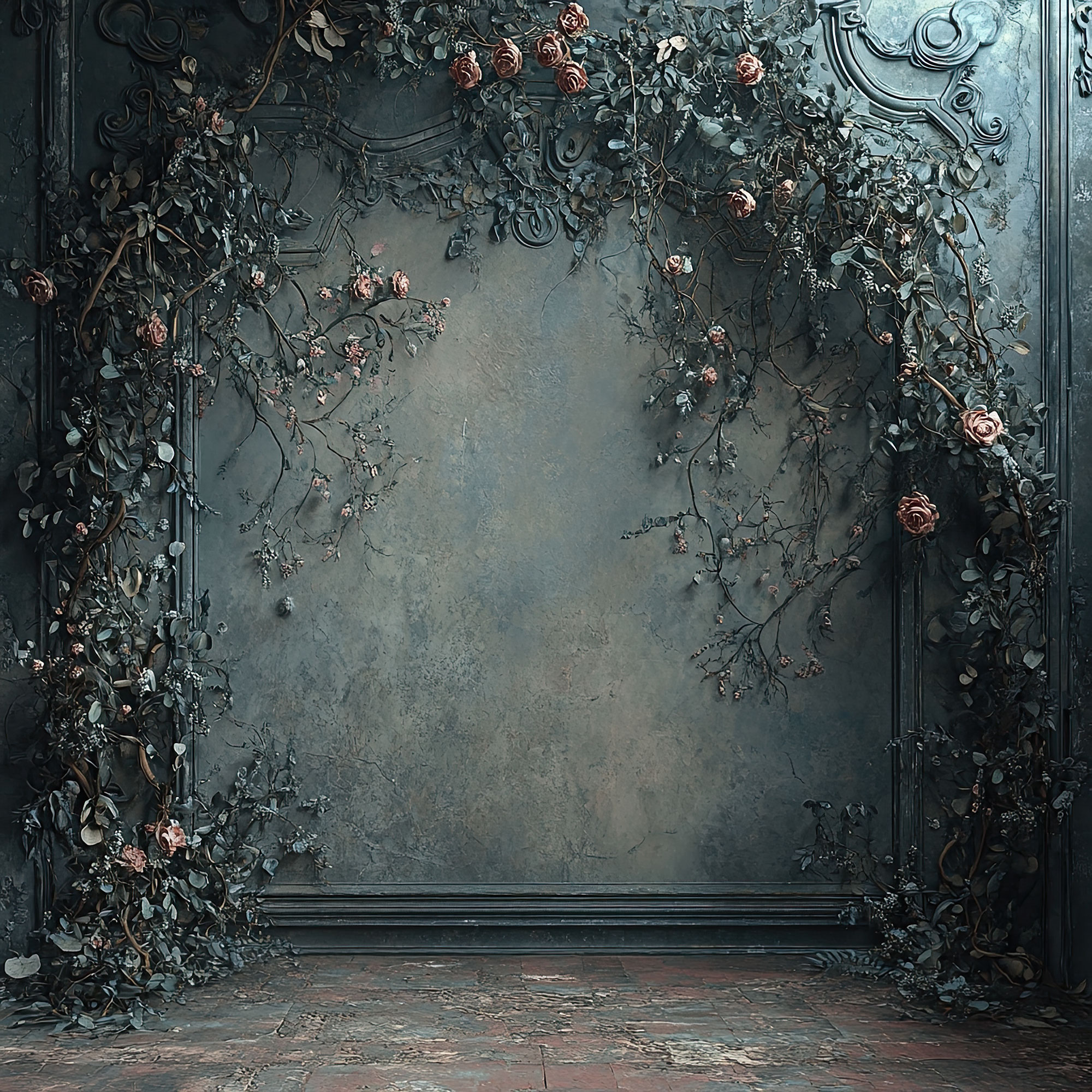 Preview for Dark-floral-archway-background-spooky-backdrop-f1500