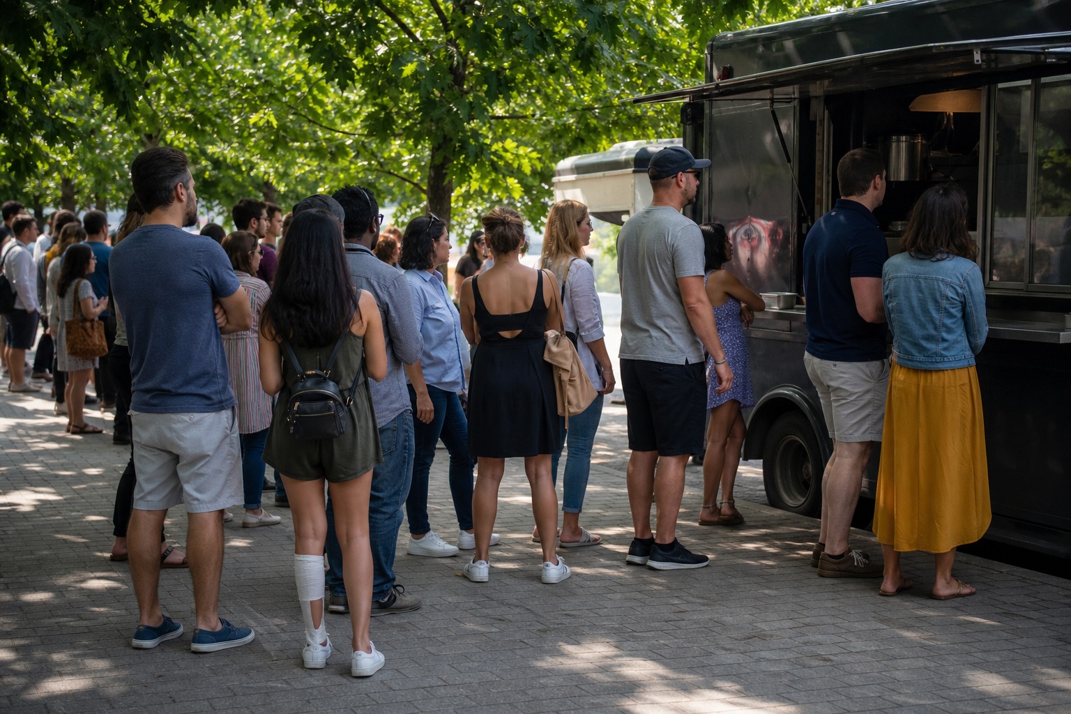 Preview for Food Truck Queue Stock Background