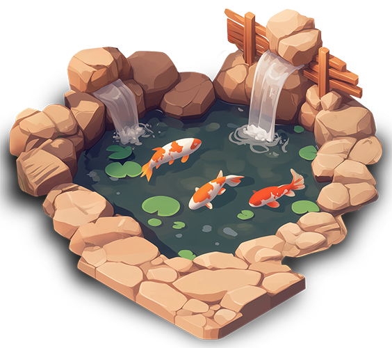 Preview for Serene-koi-pond-illustration-fence-sticker-63ed2