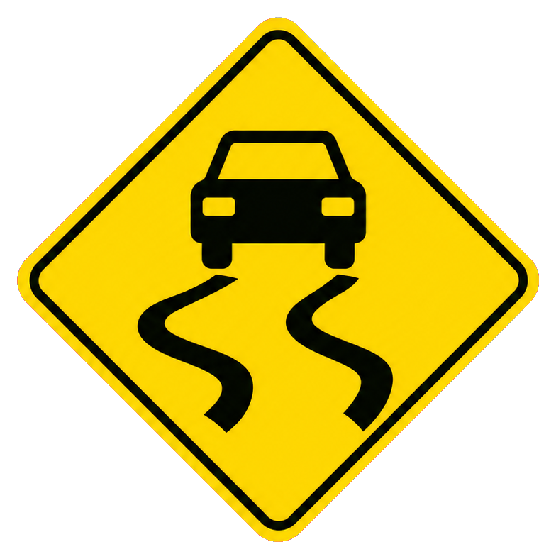Preview for Slippery Road Sign Sticker