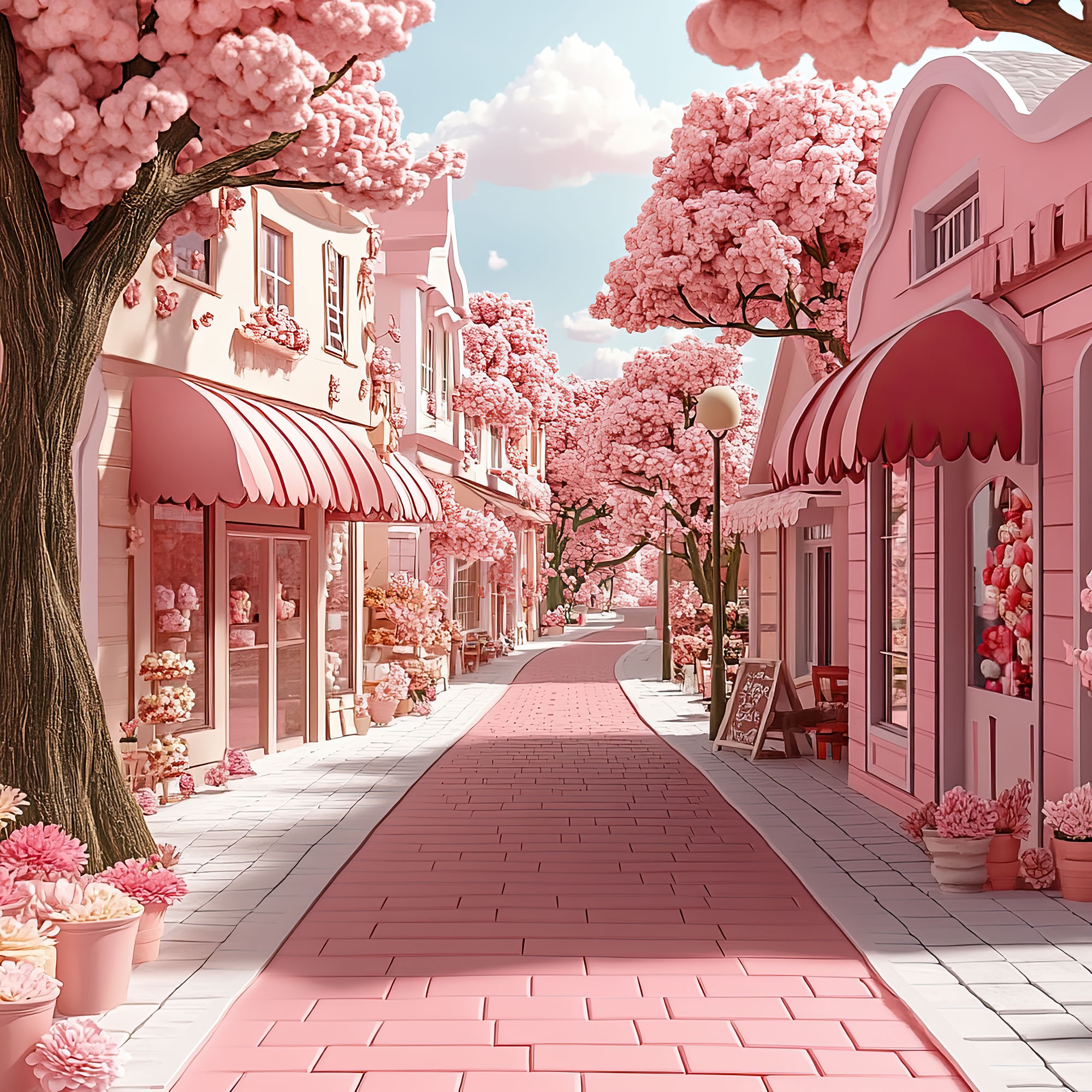 Preview for Pink-street-scene-illustration-whimsical-backdrop-background-f0adf