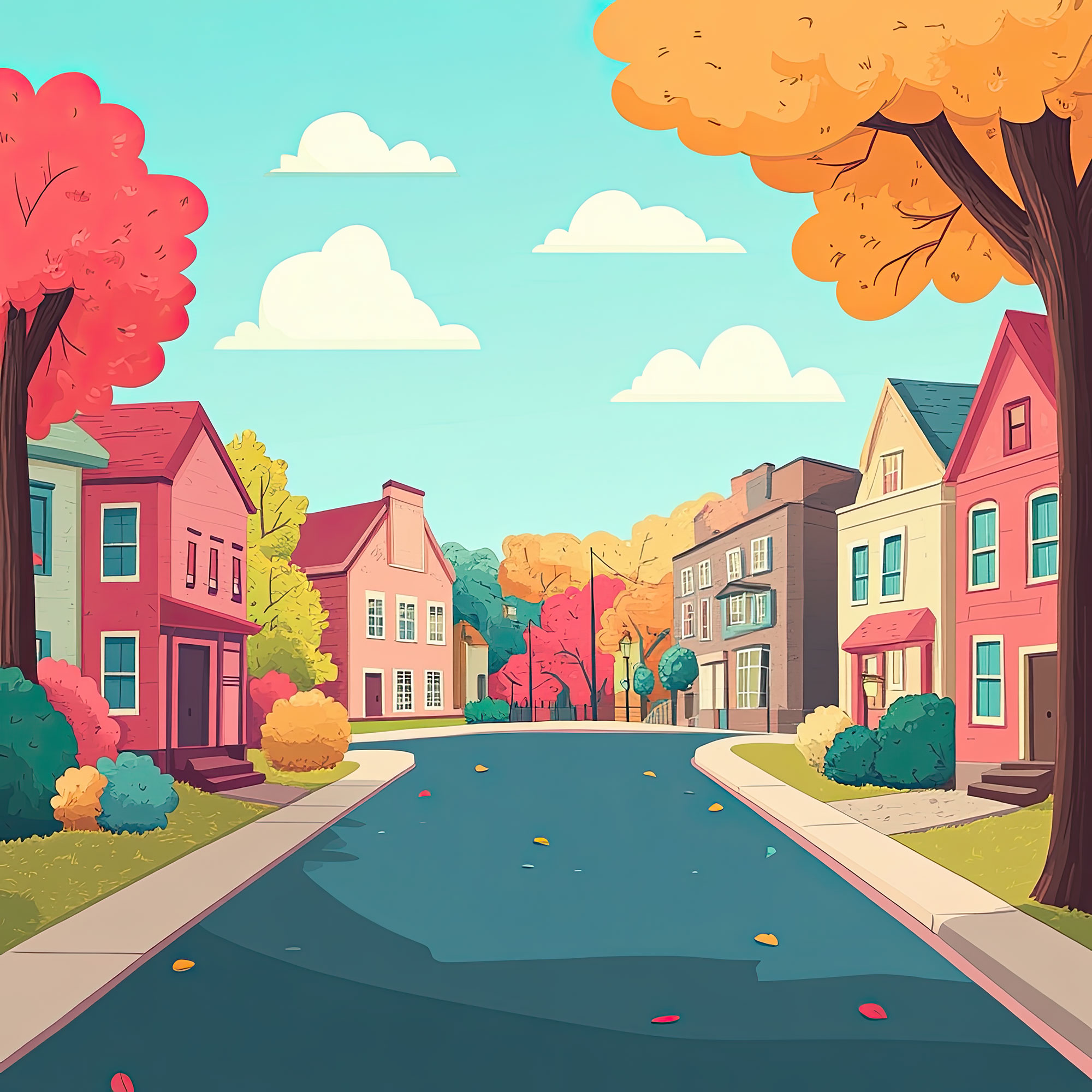 Preview for Suburban-street-scene-illustration-simple-backdrop-background-05b79