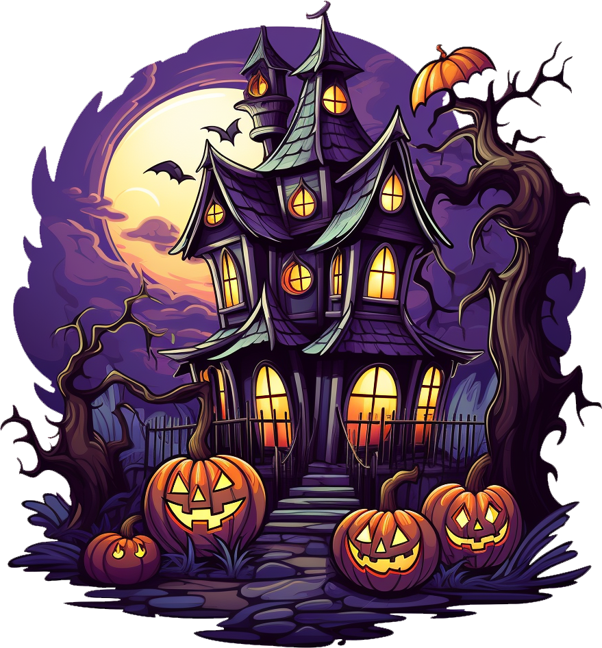 Preview for Halloween-haunted-house-illustration-halloween-best-sticker-76ad1
