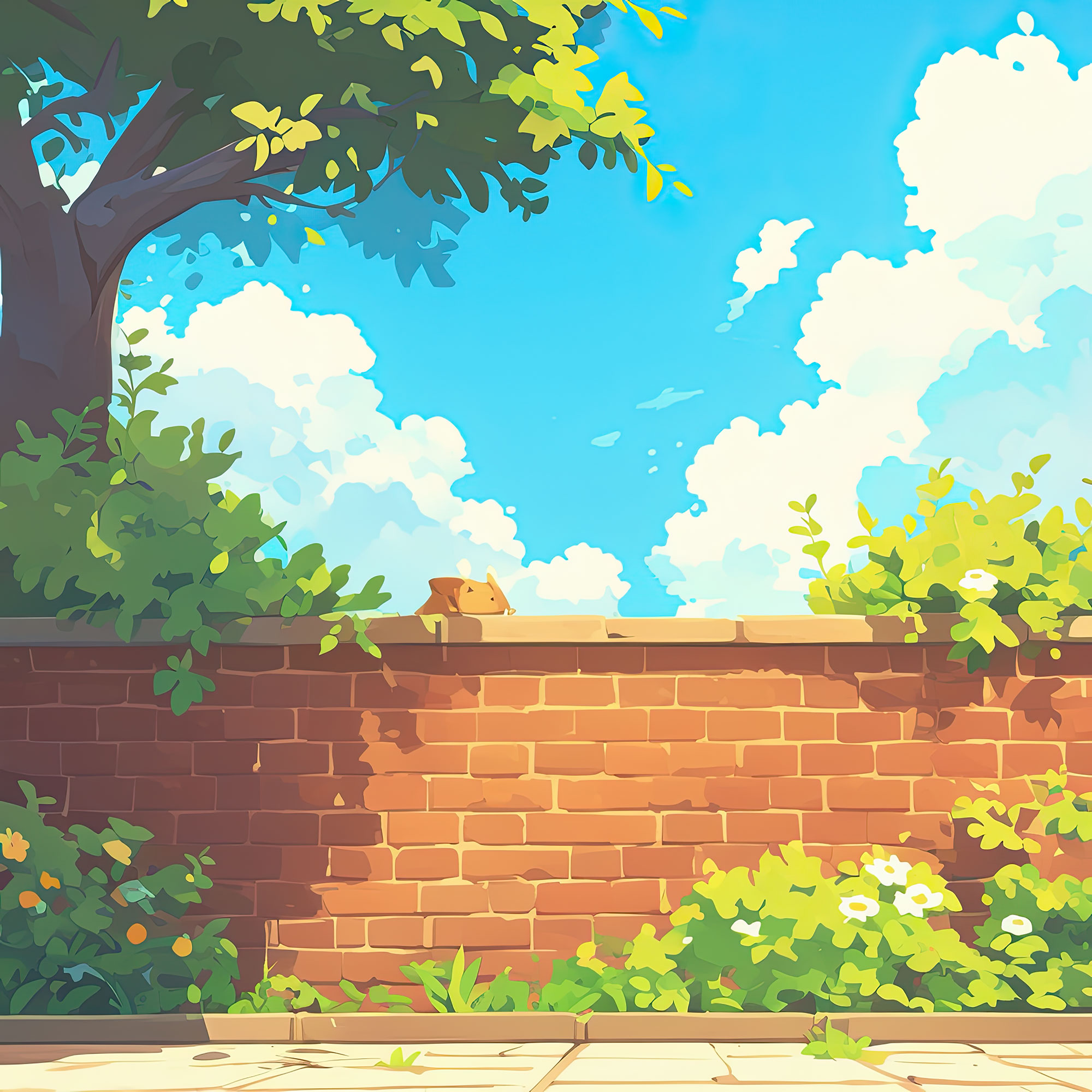 Preview for Serene-brick-wall-landscape-nature-backdrop-background-bdd96