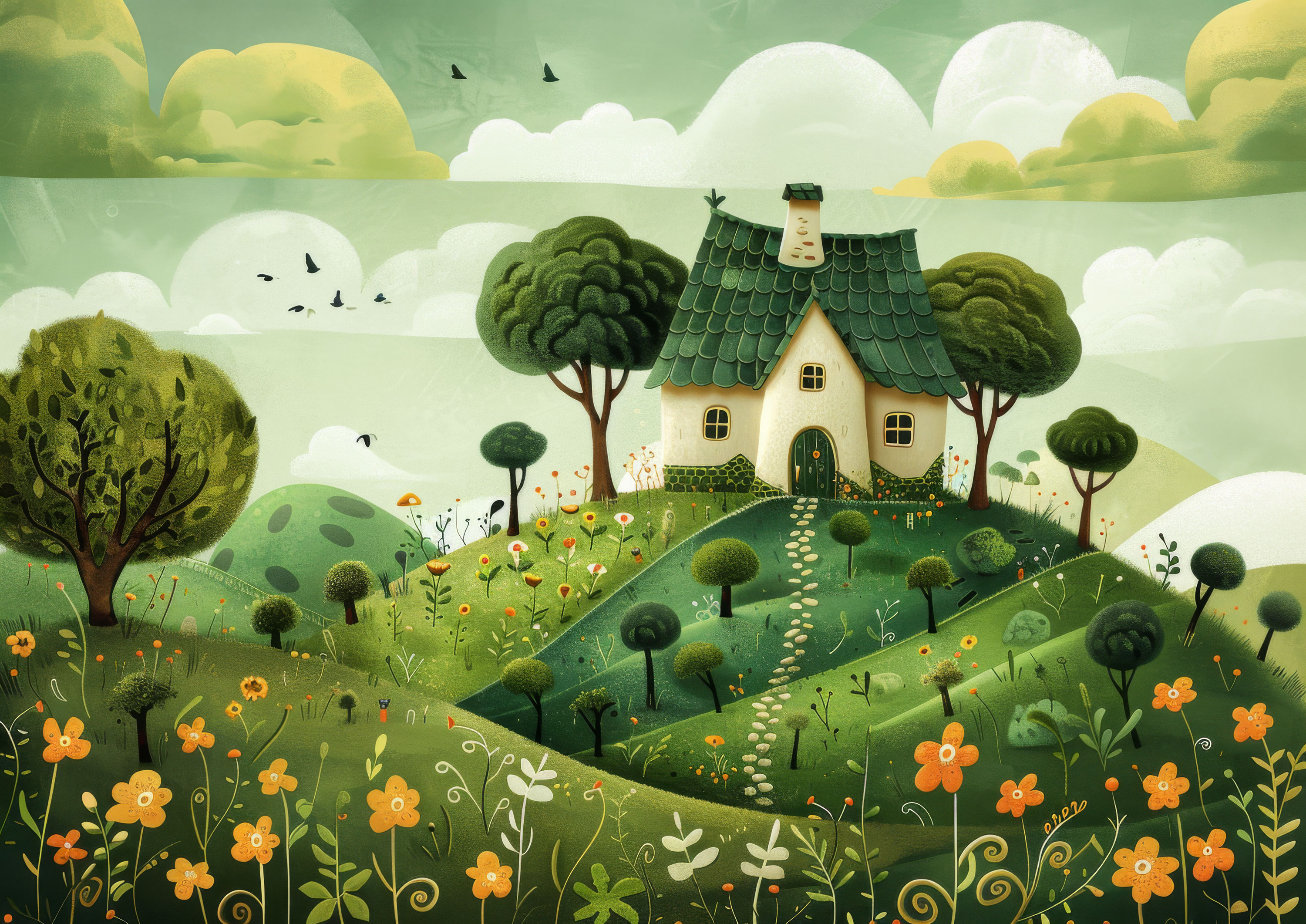 Preview for Serene-countryside-house-illustration-st-patricks-background-34022