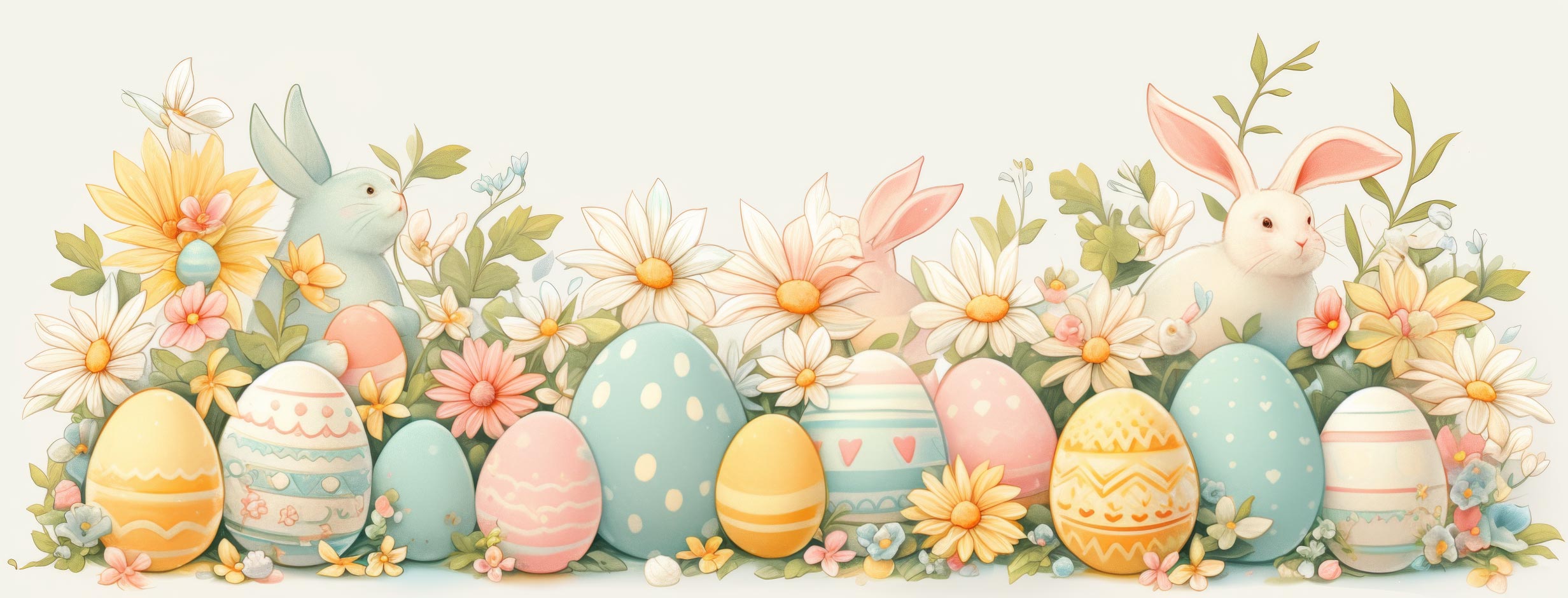 Preview for Easter-eggs-bunnies-flowers-easter-facebook-background-4f68d