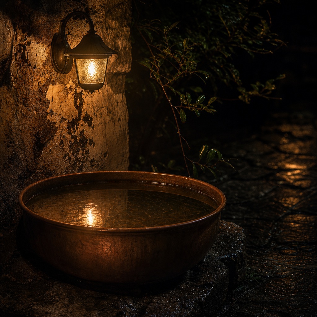 Preview for Isolated Night Light Copper Basin Reflection Background