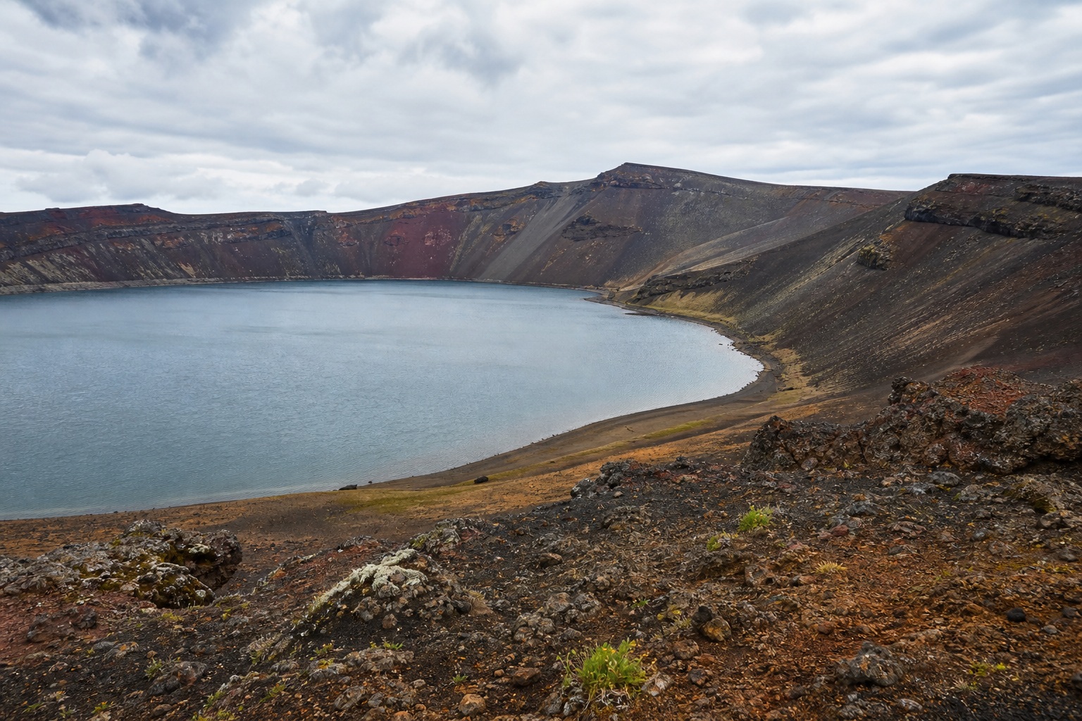 Preview for Bright Overcast Caldera Lake Shore Background