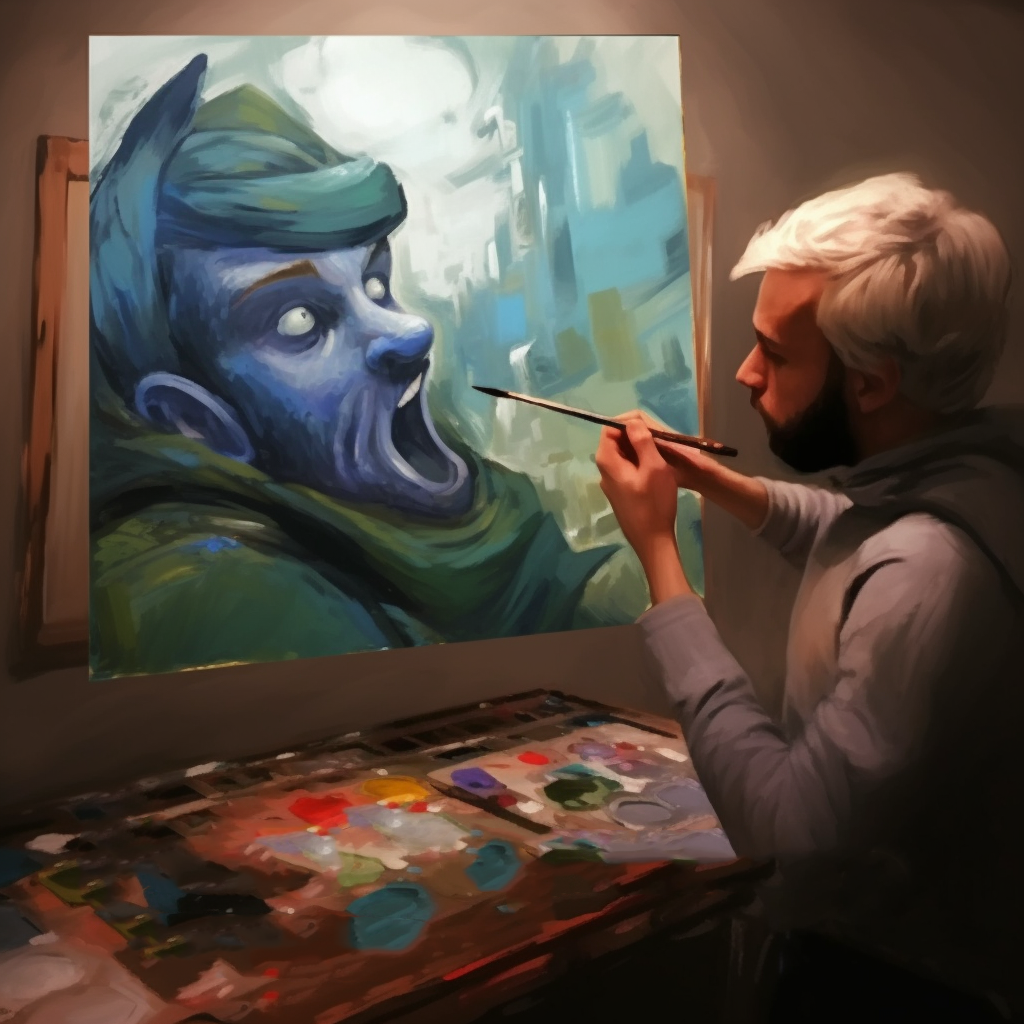 Preview for Artist-at-work-painting-blue-figure-human-meme-background-d39a4