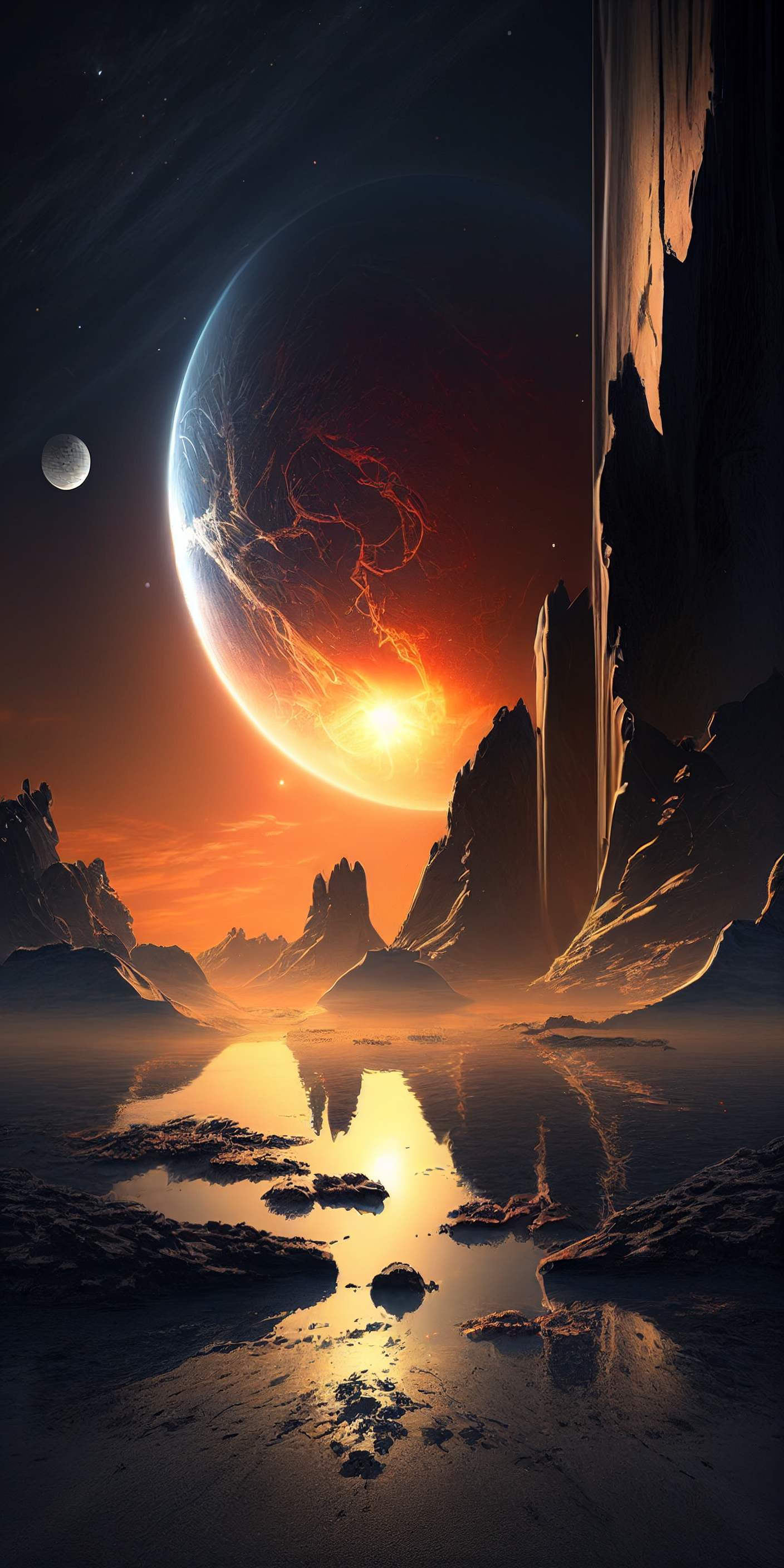 Preview for Cosmic-landscape-planetary-bodies-ai-phone-background-707e8