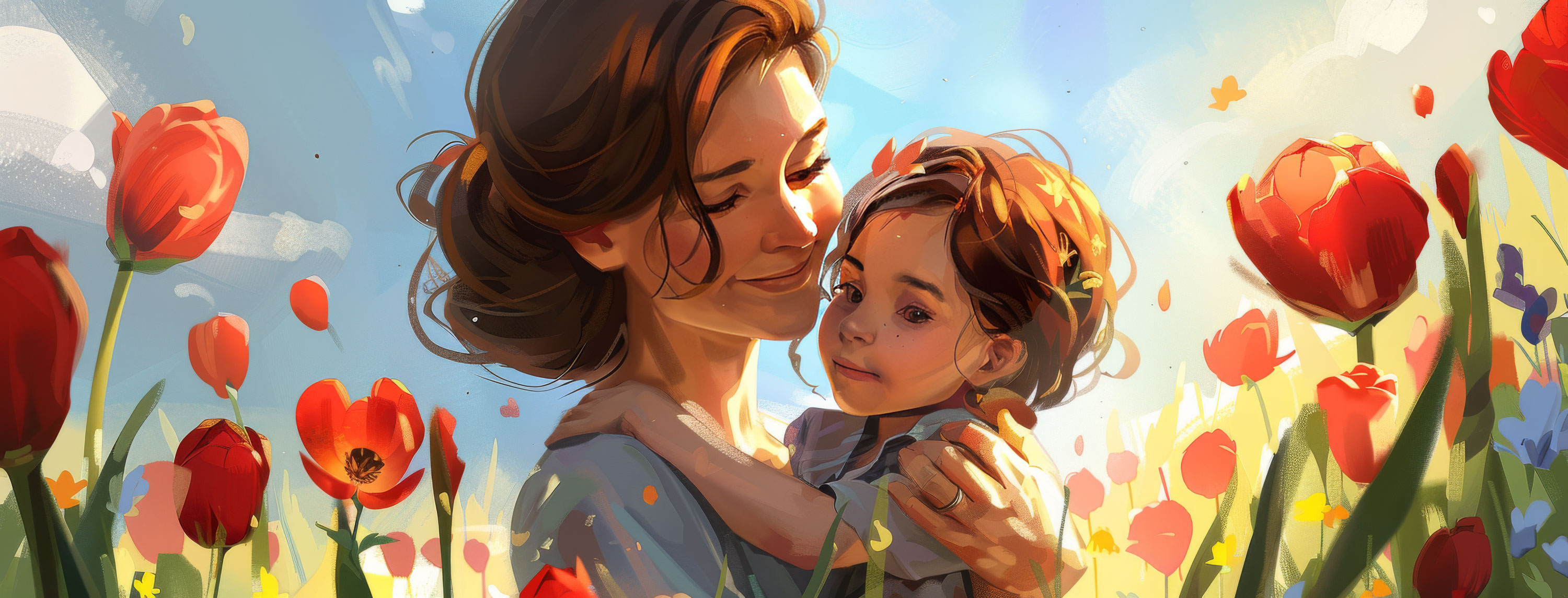 Preview for Mother-child-tulip-field-mothers-day-background-3510e