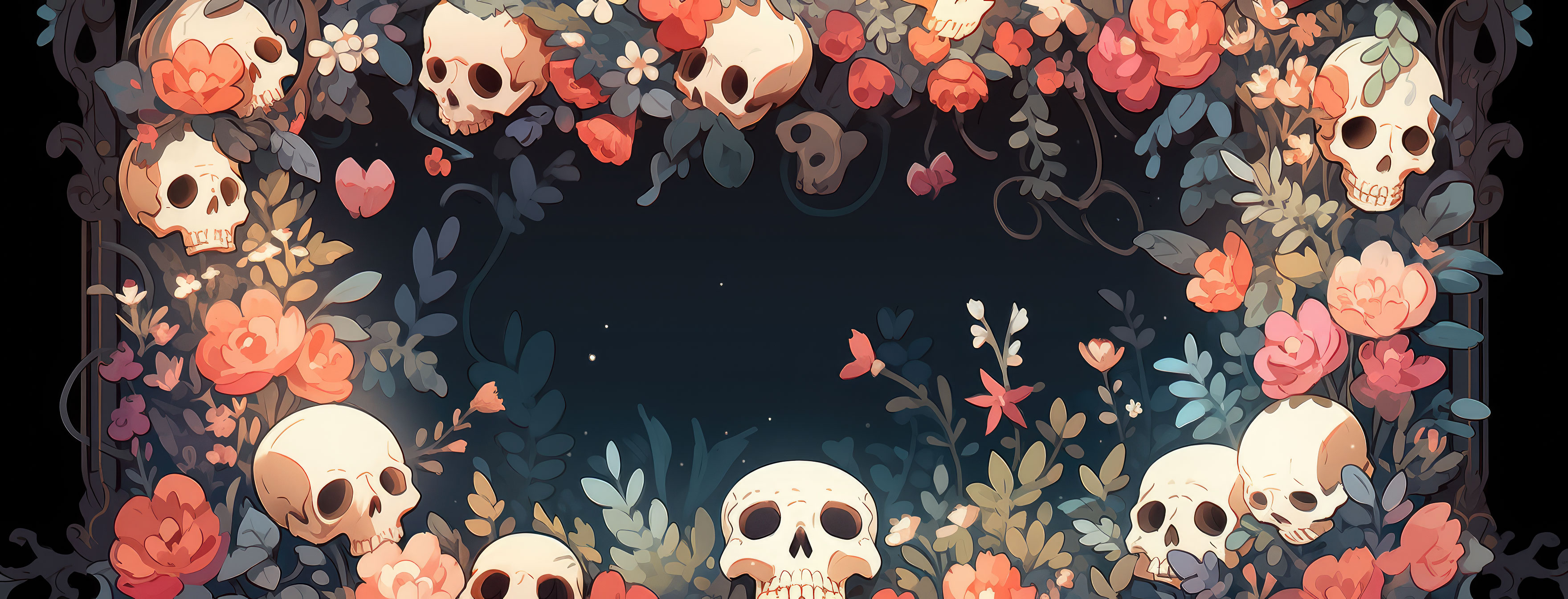 Preview for Floral-skull-frame-design-halloween-cover-background-2da49
