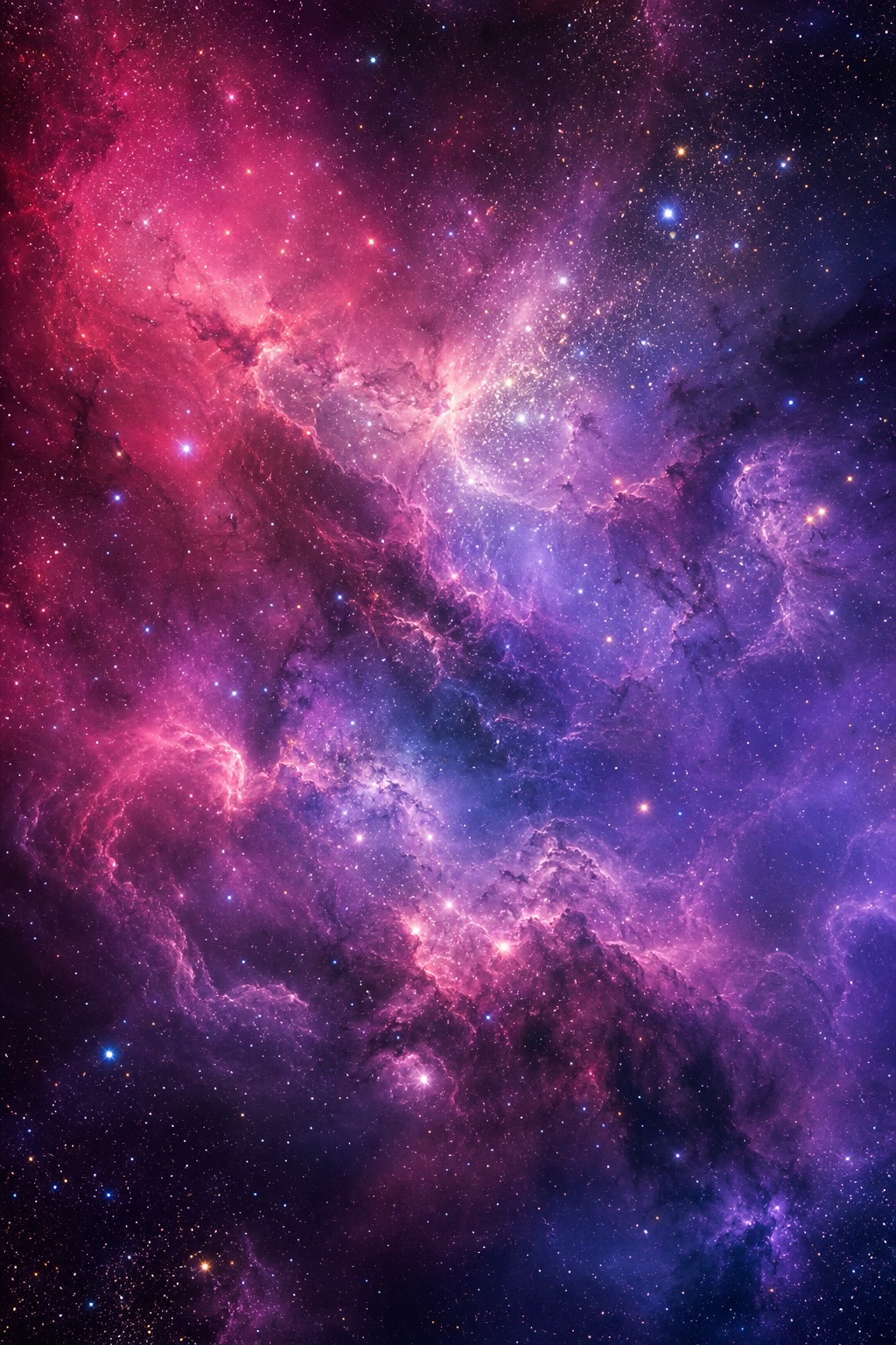Deep purple and rose nebula with scattered stars in a dreamy space scene.
