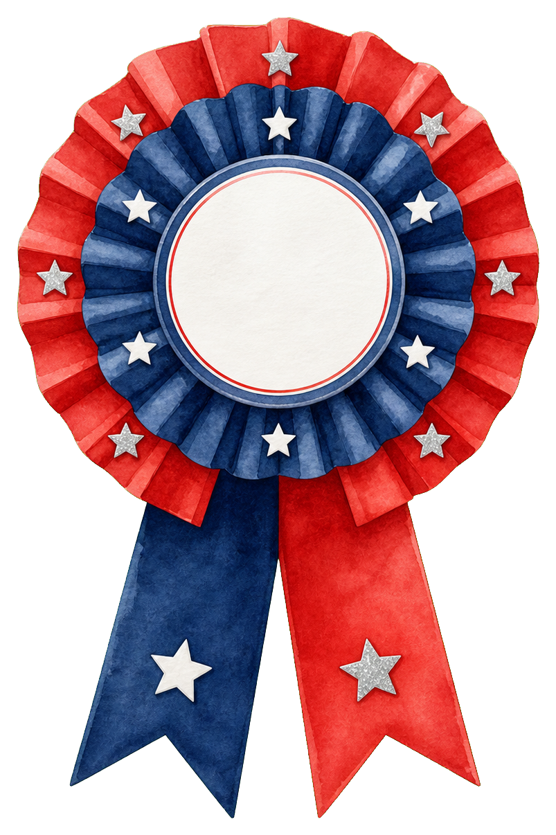 Preview for Red Blue Ribbon Rosette Sticker