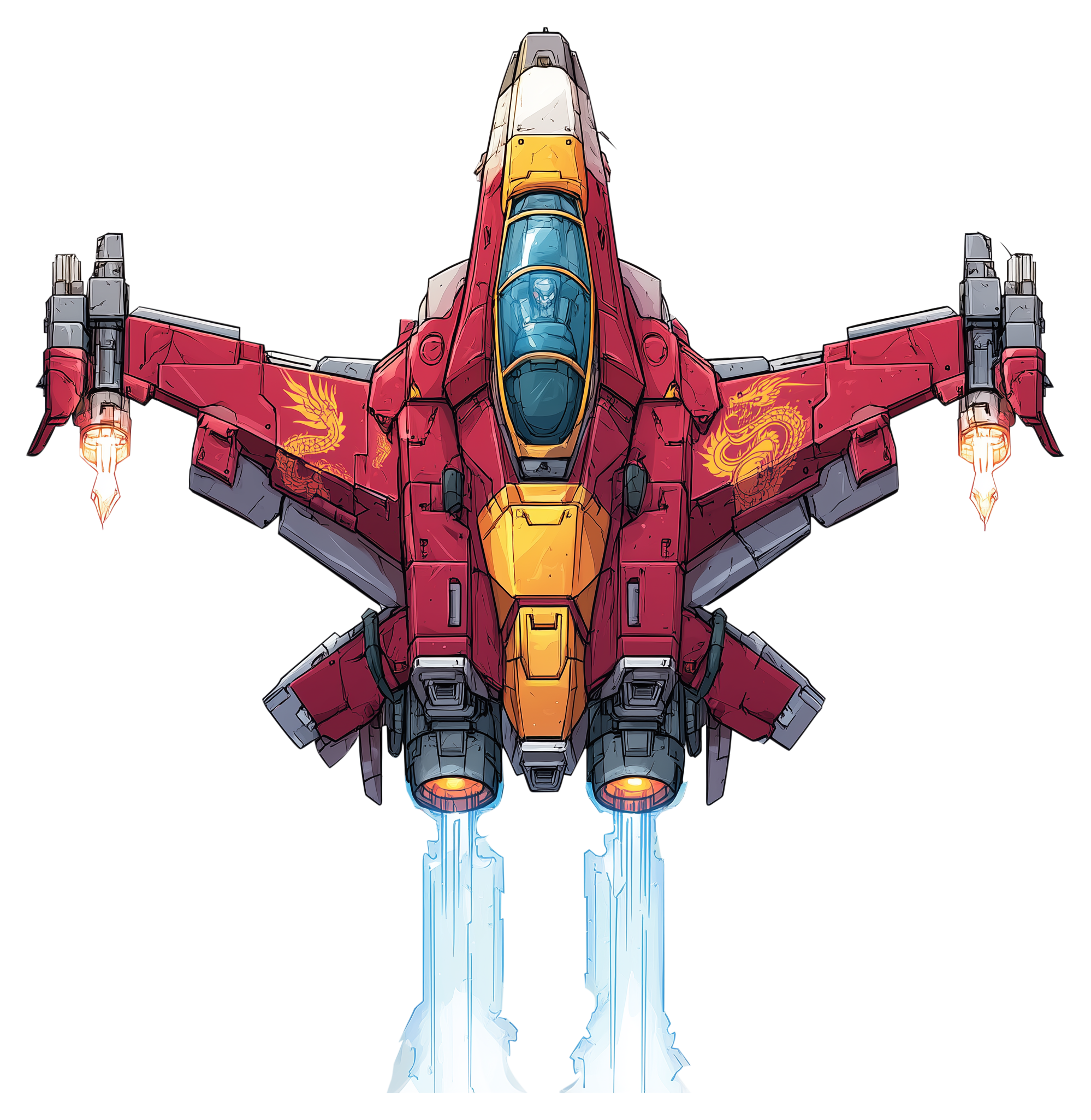 Preview for Cartoon-fighter-jet-illustration-spaceship-sticker-8c21f