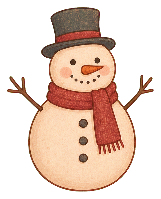 Preview for Cream Snowman Sticker With Cranberry Scarf