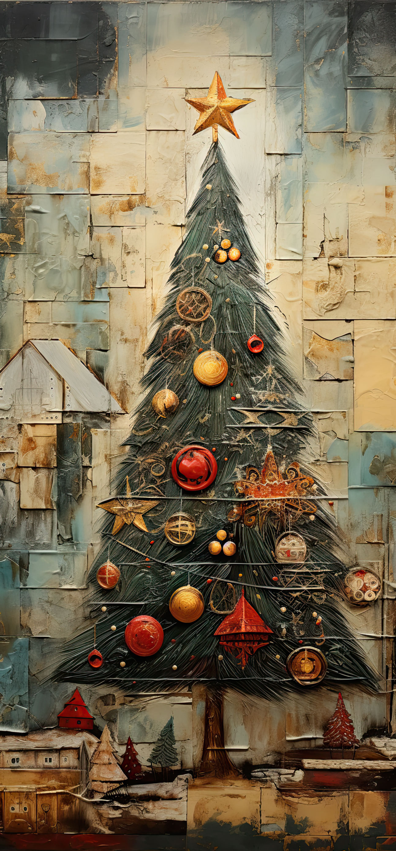 Preview for Vintage-christmas-tree-art-christmas-phone-background-21868