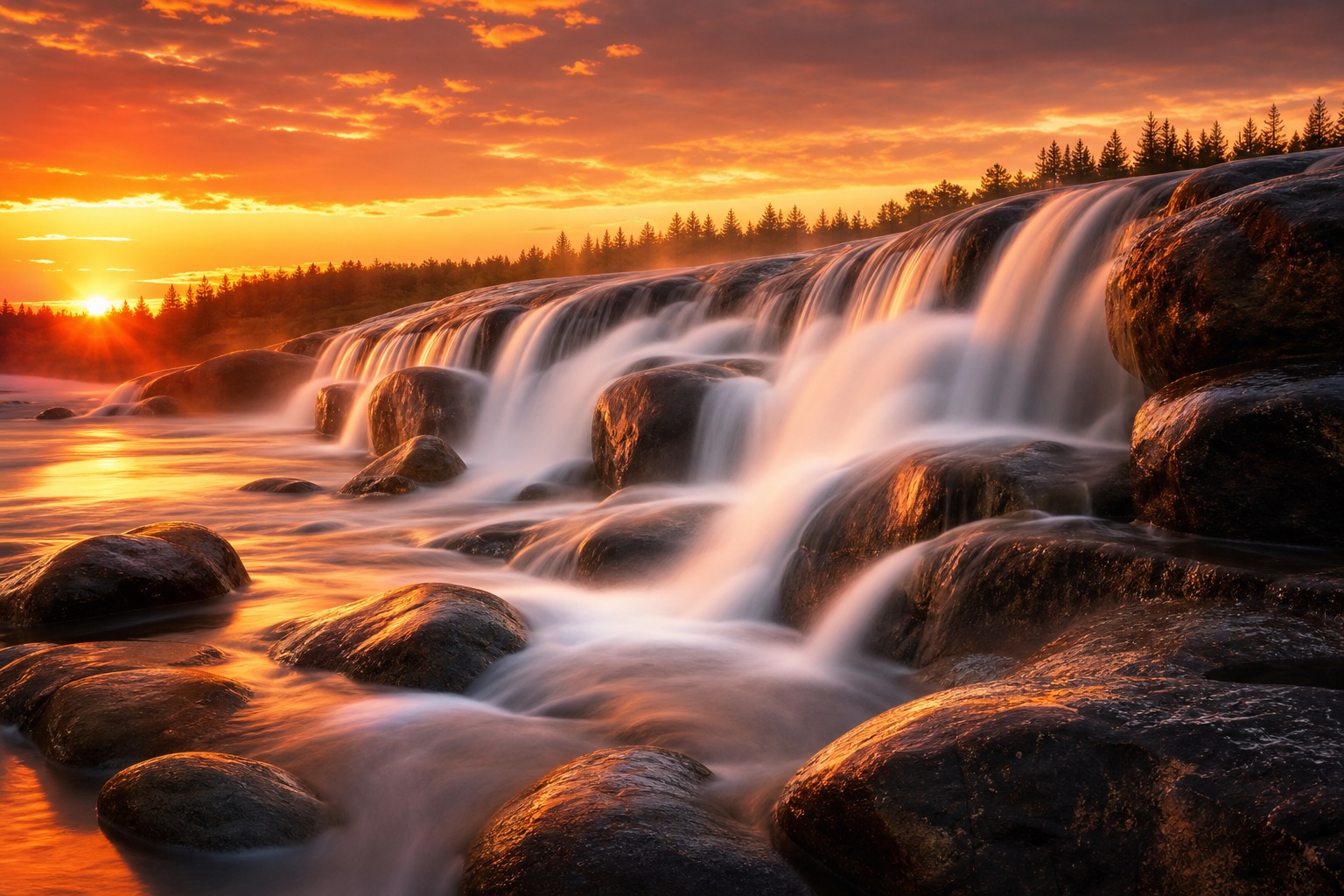 Preview for Sunset Waterfall Stock Background