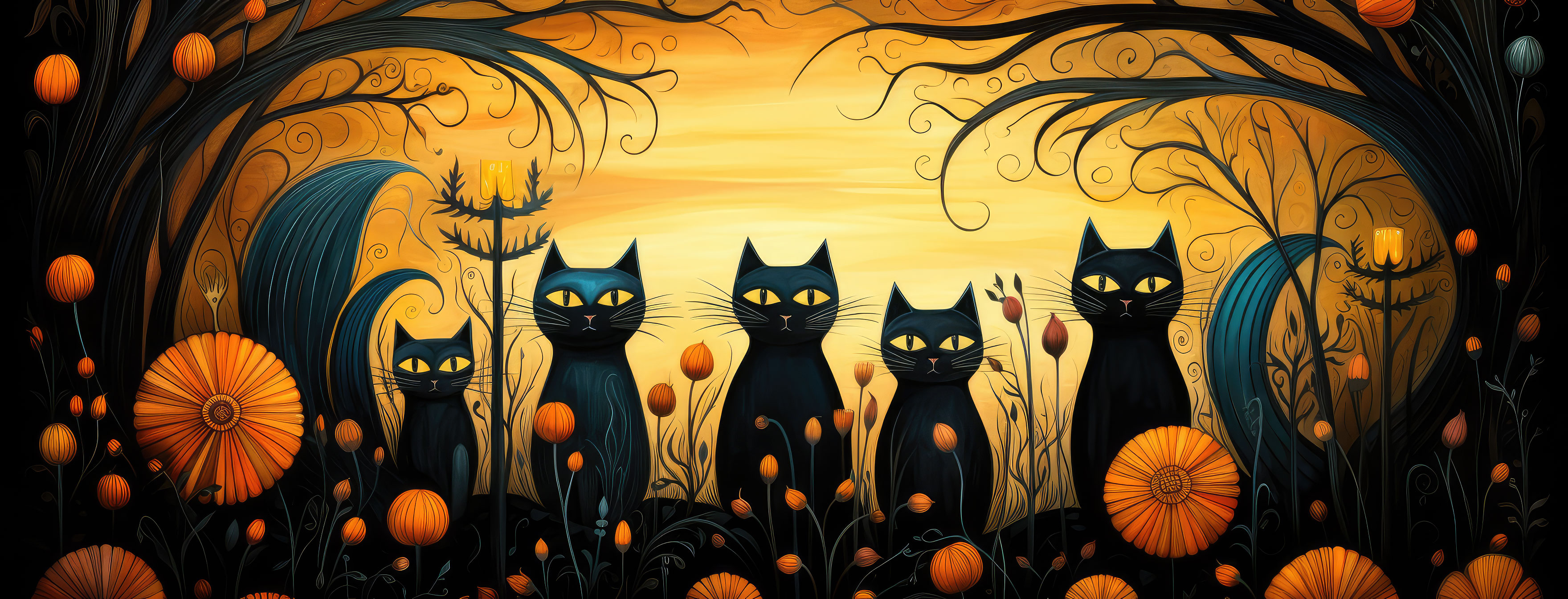 Preview for Halloween-cats-gathering-scene-halloween-cover-background-989bc