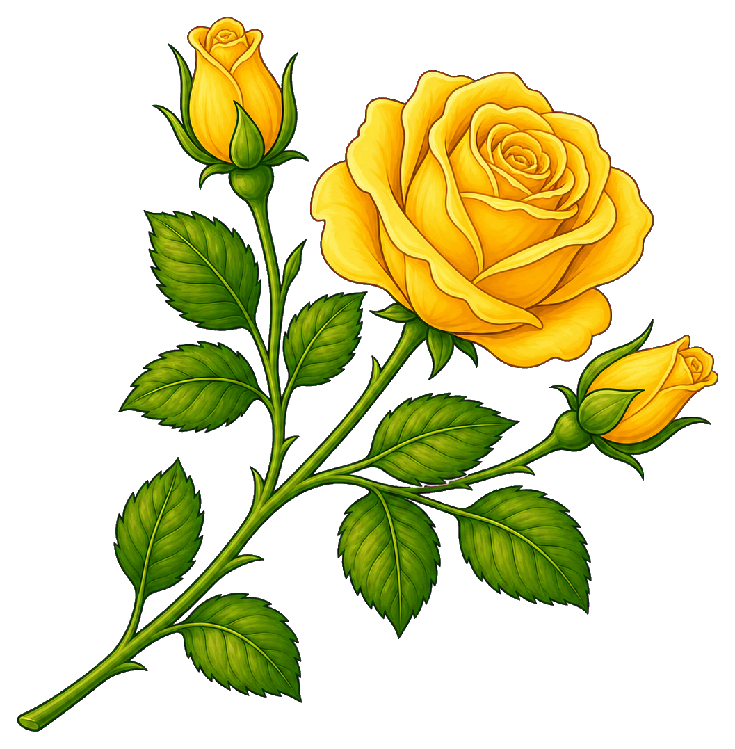Preview for Diagonal Yellow Rose Branch Sticker
