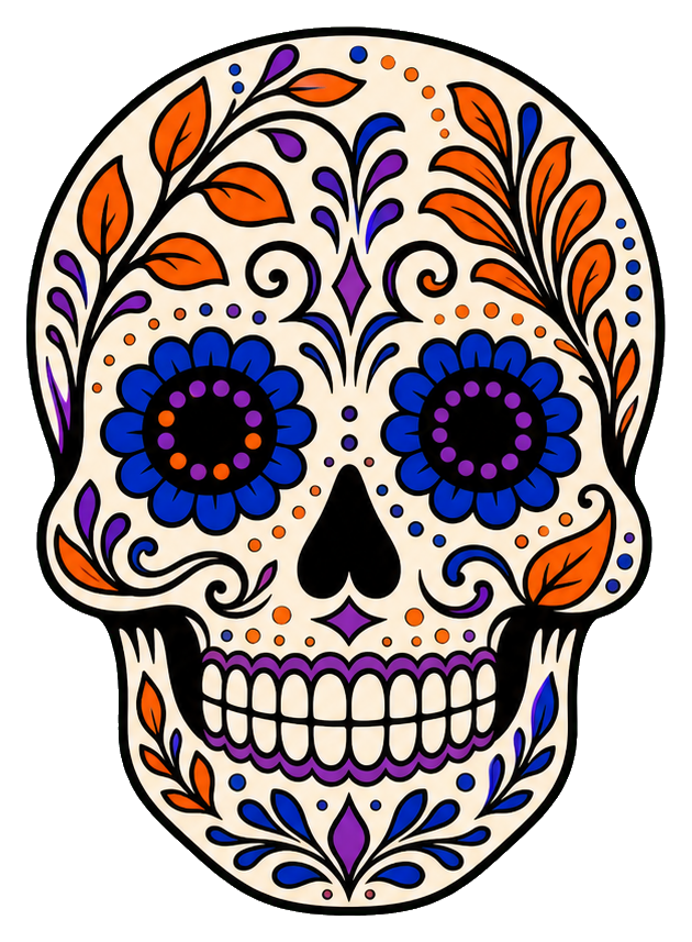 Preview for Cobalt Orange Calavera Skull Sticker