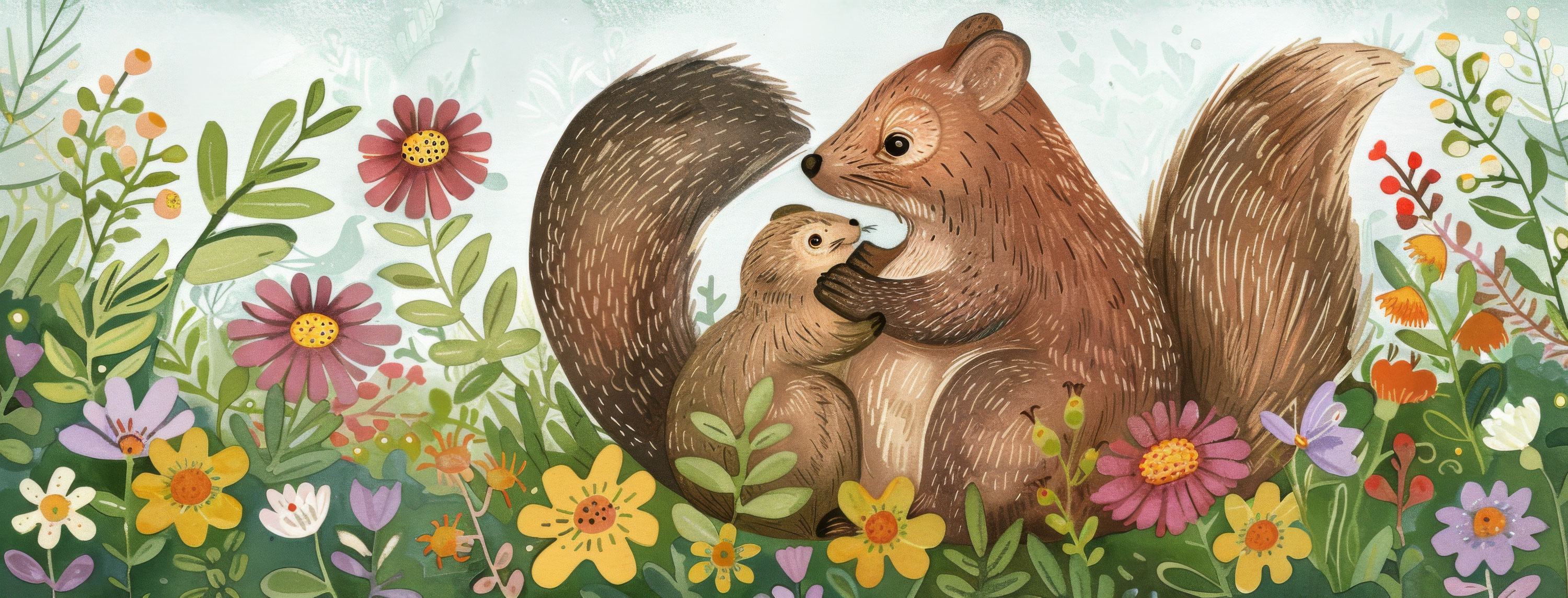 Preview for Squirrels-in-flower-garden-mothers-day-background-e72b2