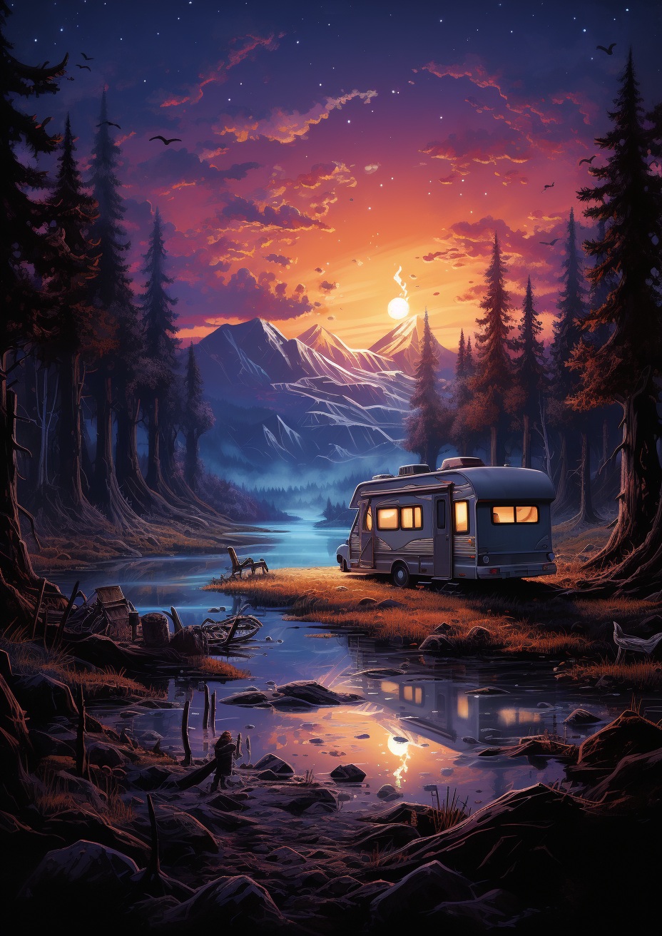 Preview for Camping Mountain Landscape Stock Background