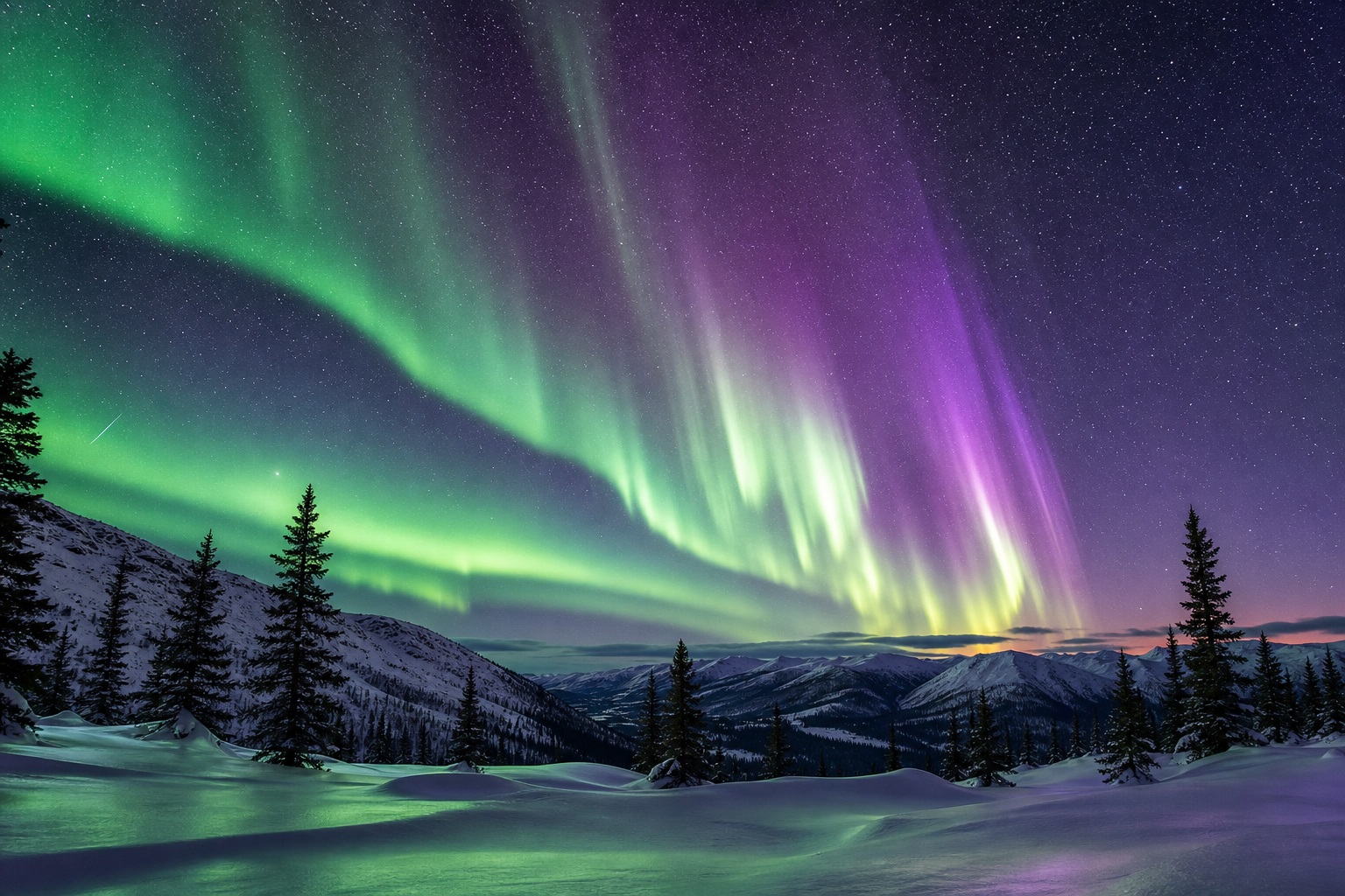 Preview for Aurora Night Sky Snow Ridge Background