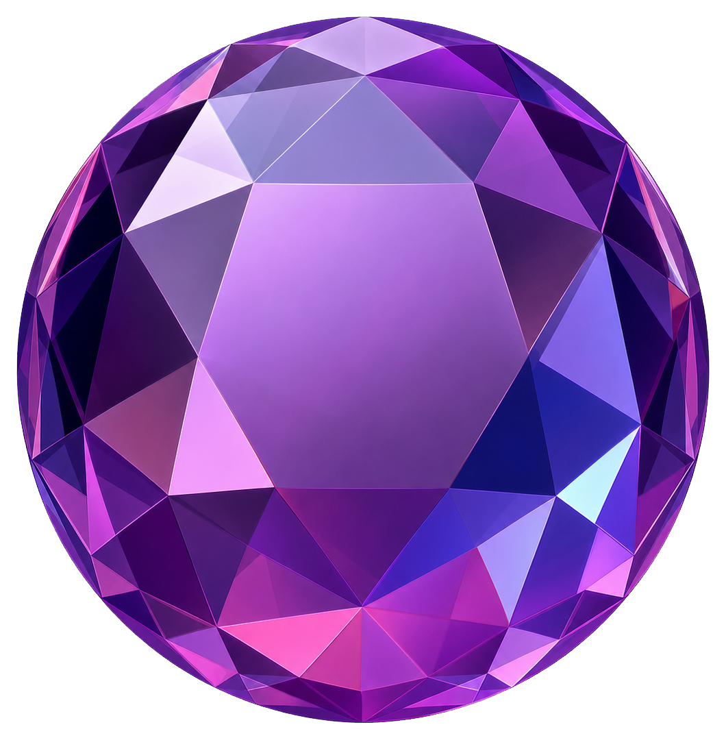 A purple faceted orb gem with reflective crystal-like panels.