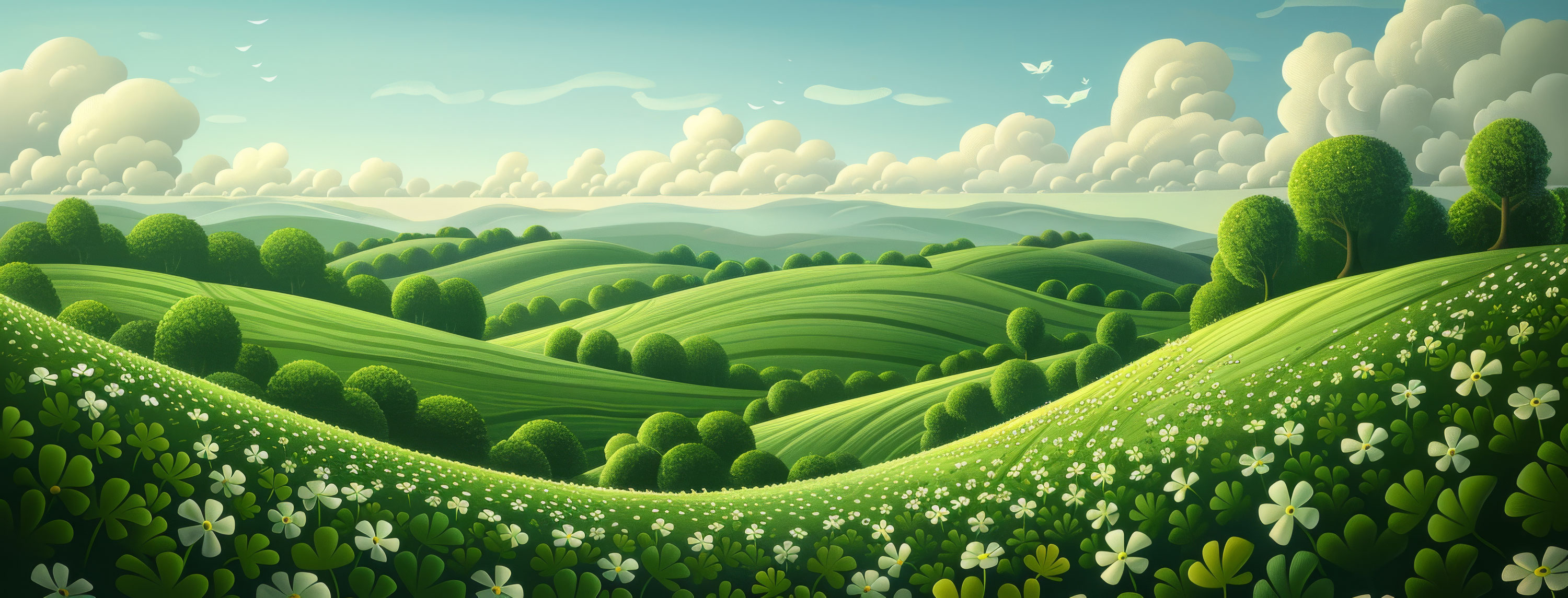 Preview for Serene-landscape-rolling-hills-wildflowers-st-patricks-backgroun-9e634