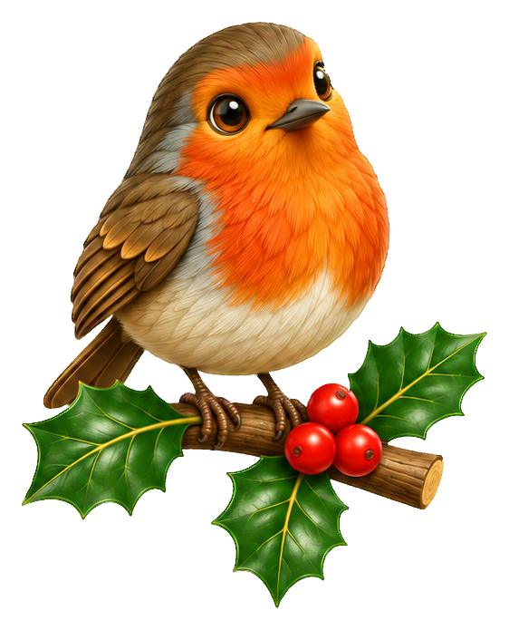 Preview for 3d Christmas Robin Holly