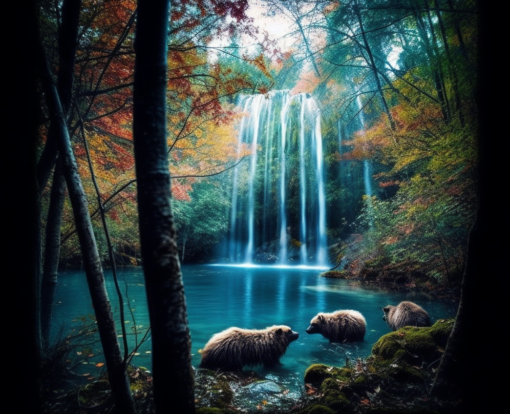 Preview for Serene-forest-waterfall-ai-images-background-ffa63