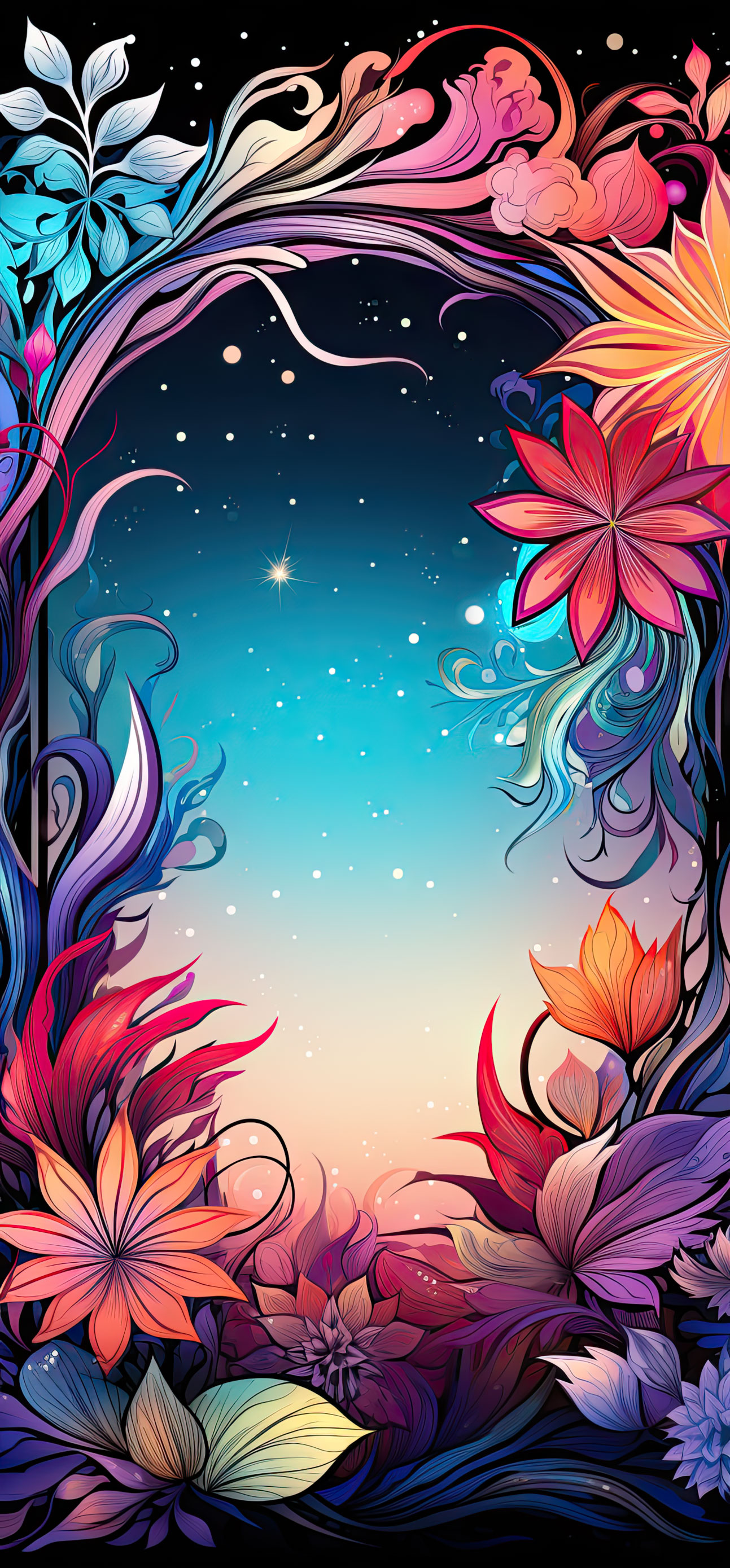 Preview for Vibrant-floral-frame-design-christmas-phone-background-e44d2