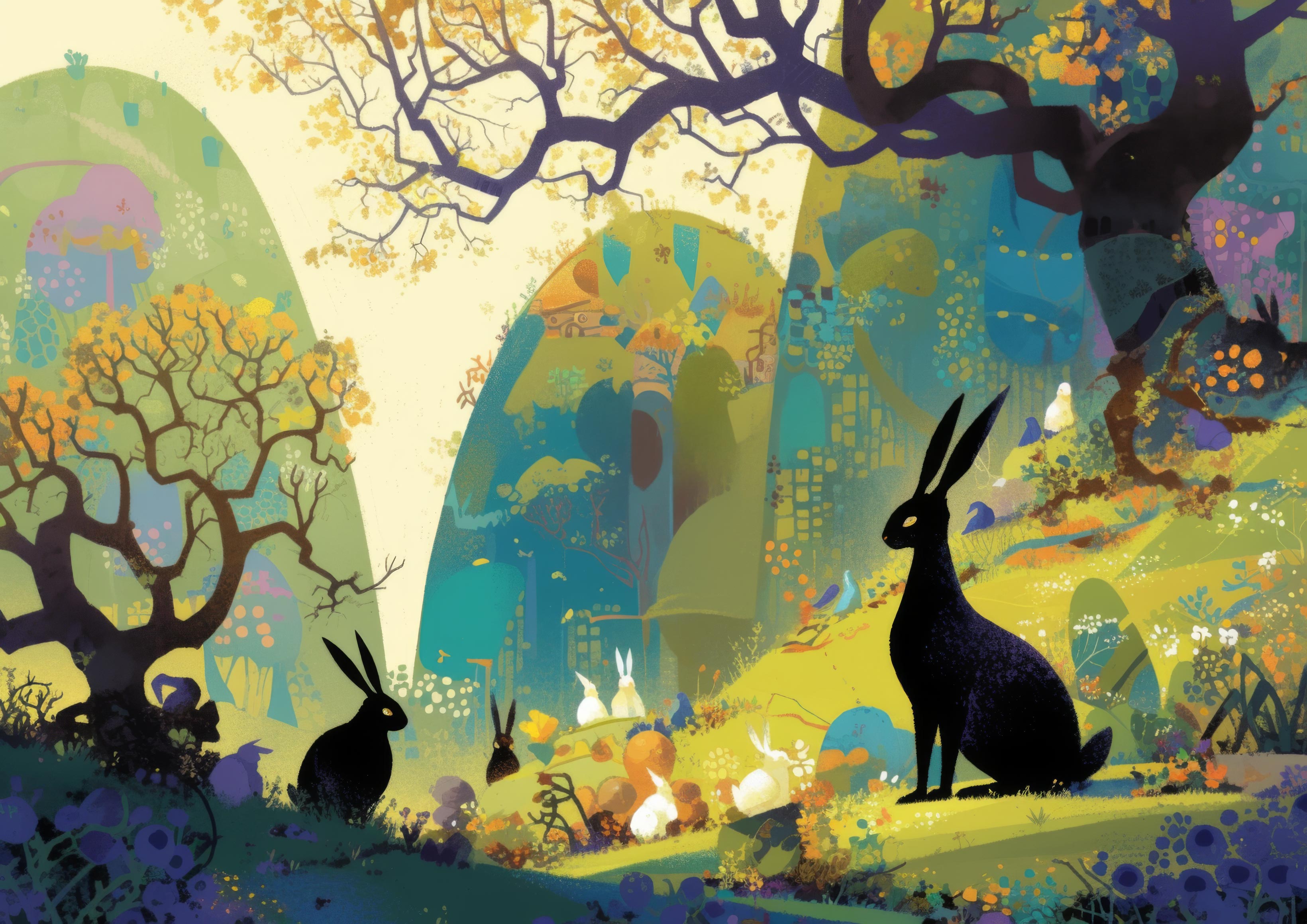 Preview for Whimsical-rabbits-campfire-easter-background-00264