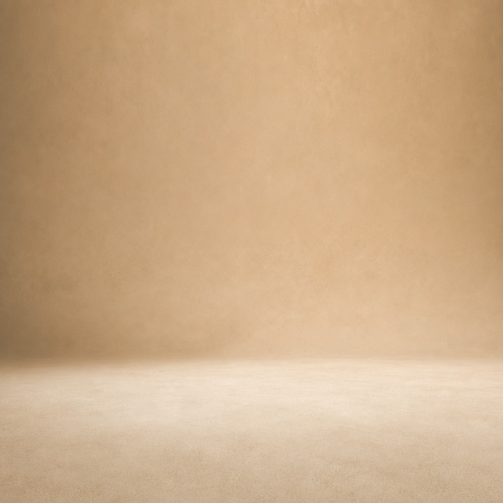 Warm sand studio backdrop with a soft light sweep across the lower surface.