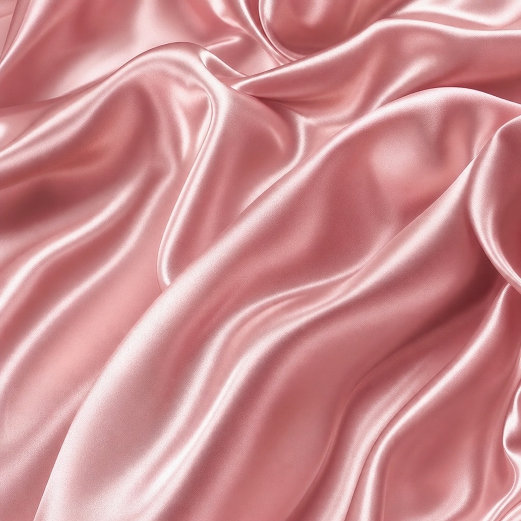 Shiny rose satin fabric with smooth folds and soft highlights