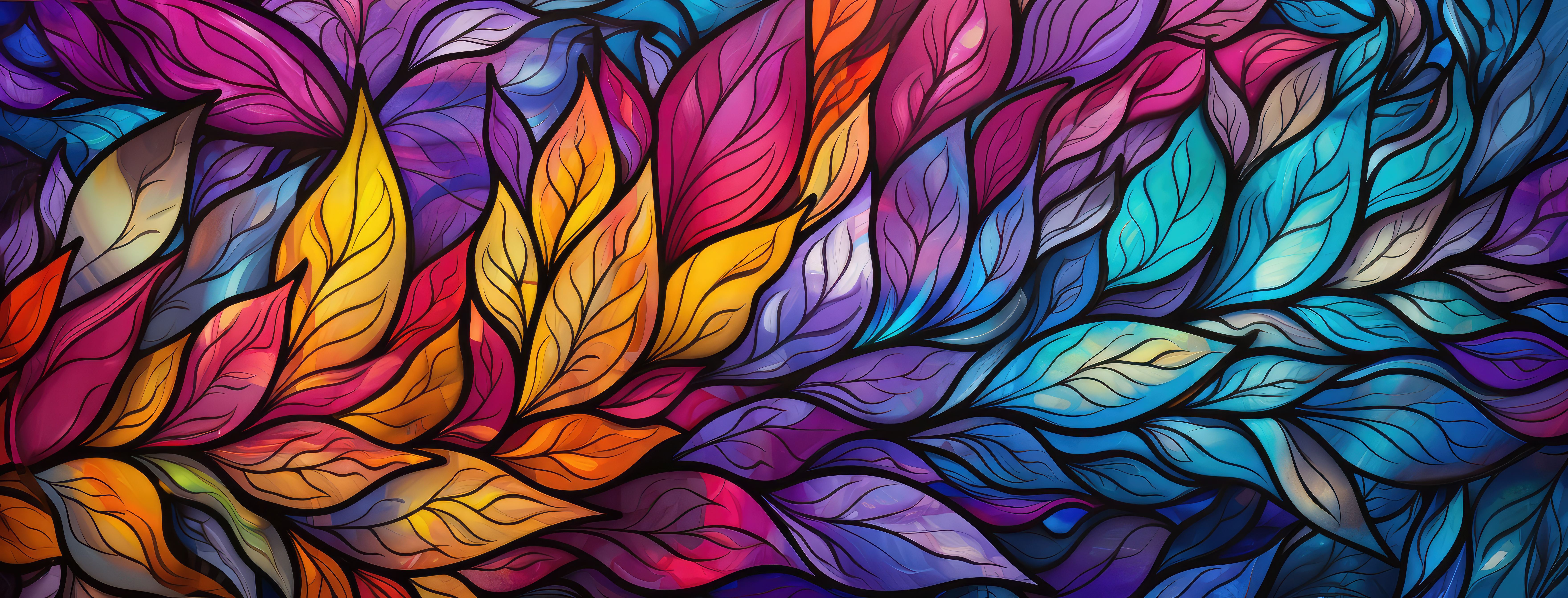 Preview for Stained-glass-leaf-pattern-abstract-background-3bb2f