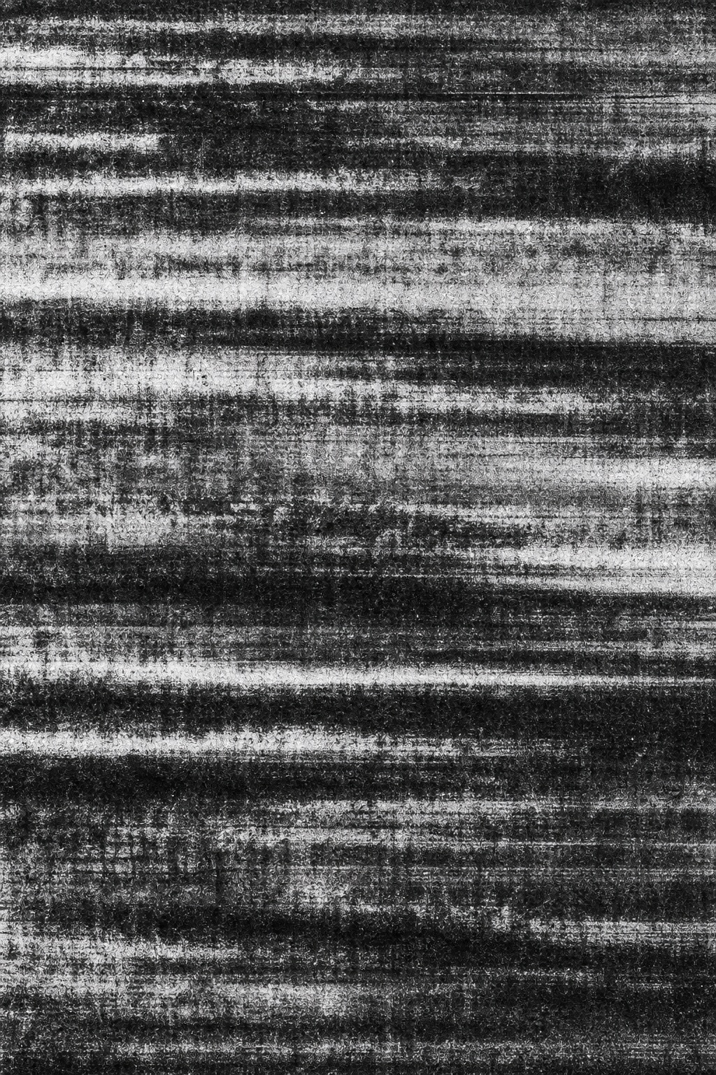 Black and white high-contrast charcoal texture with horizontal scanner-like streaks
