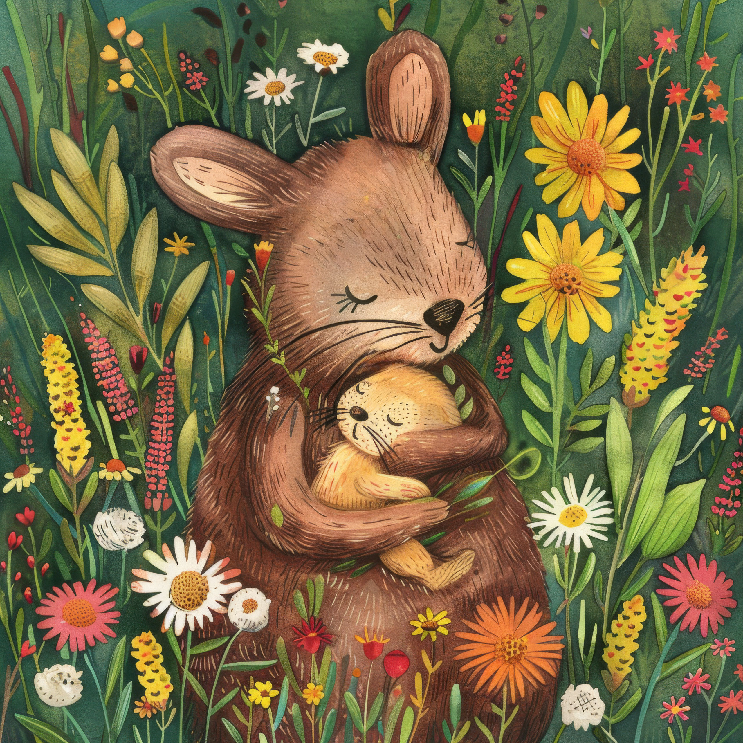 Preview for Mother-rabbit-baby-wildflowers-mothers-day-background-a6d78