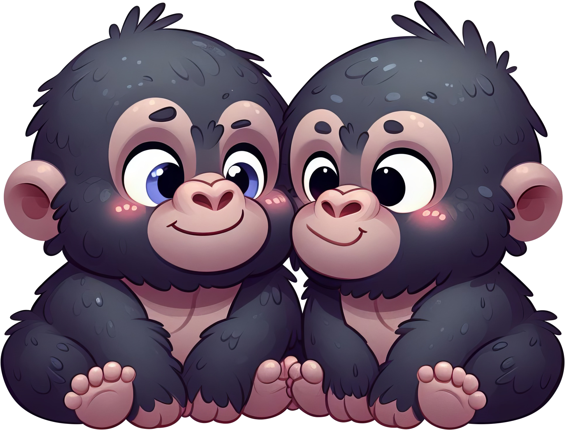 Preview for Cute-cartoon-monkeys-illustration-love-characters-sticker-b8357