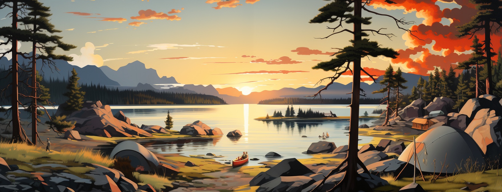 Preview for Camping Lake Sunset Background