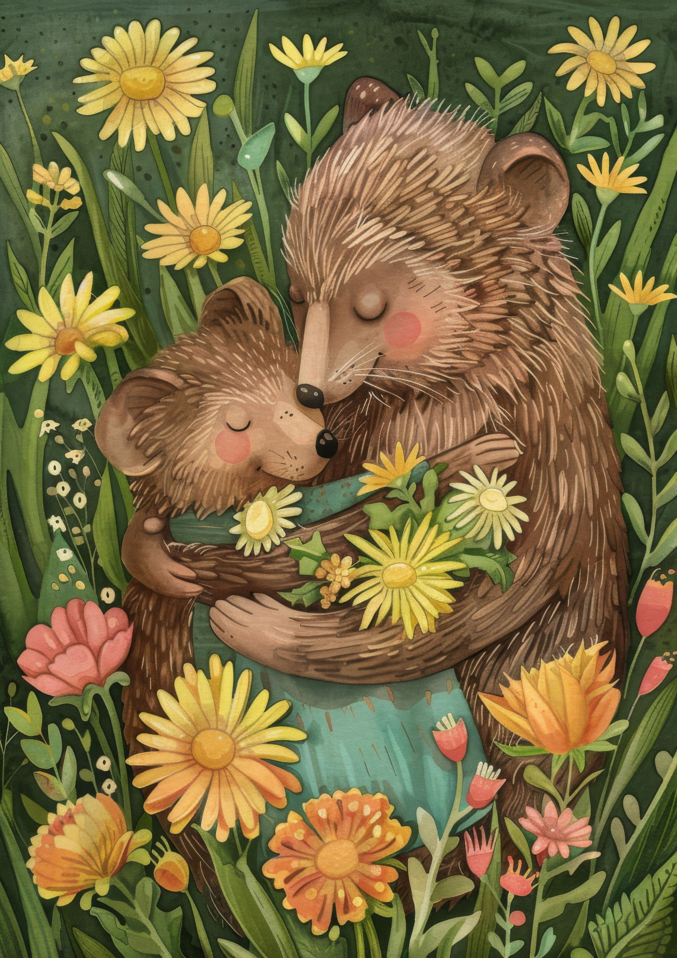 Preview for Mother-bear-cub-flowers-mothers-day-background-63c2e