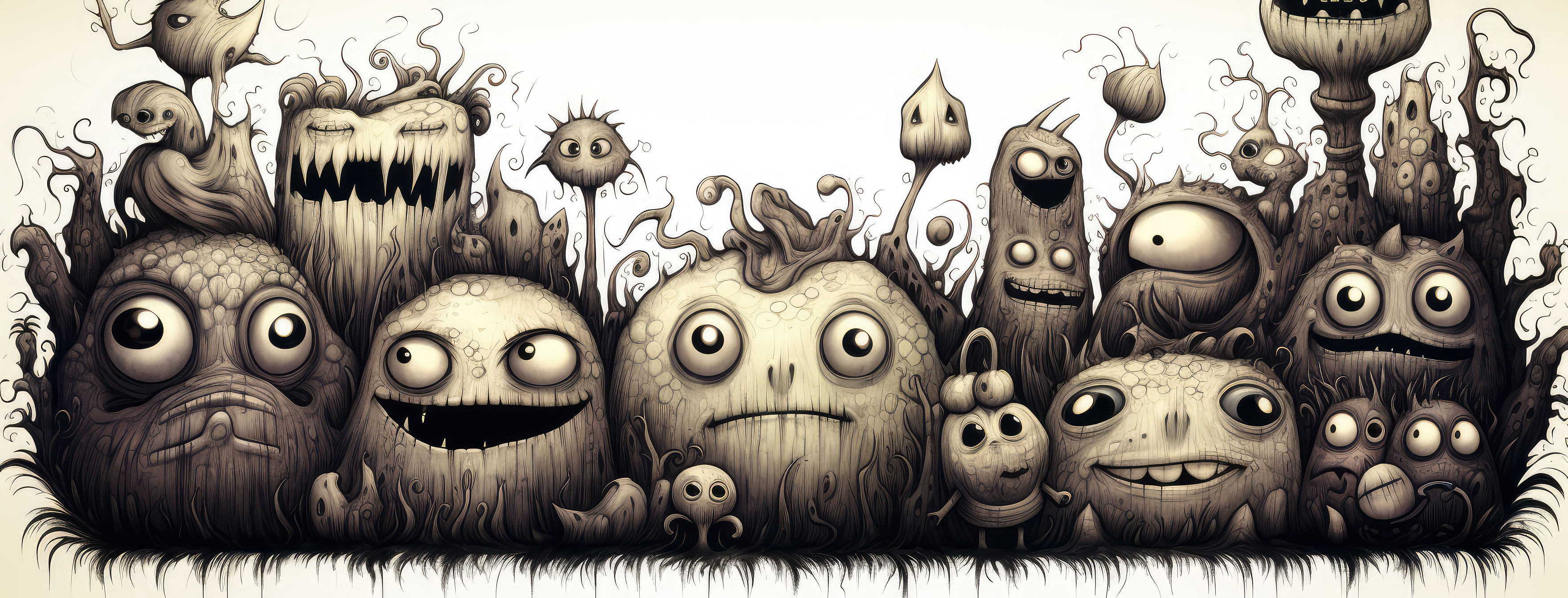 Preview for Fantasy-creatures-monochromatic-art-halloween-cover-background-9a642