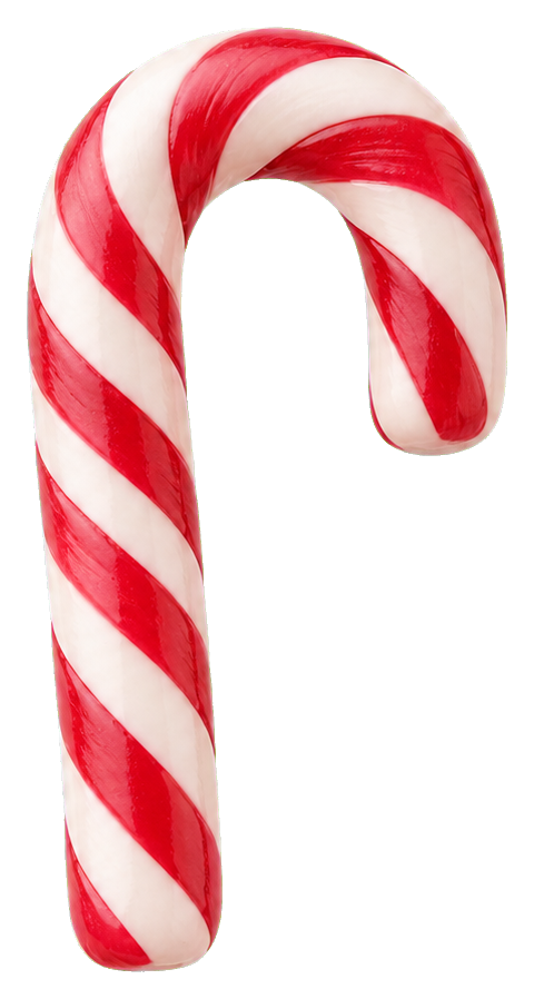 Red and white striped candy cane sticker on a transparent background