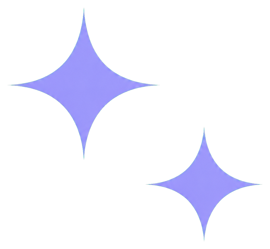 Two minimal purple sparkle stars on a dark background.