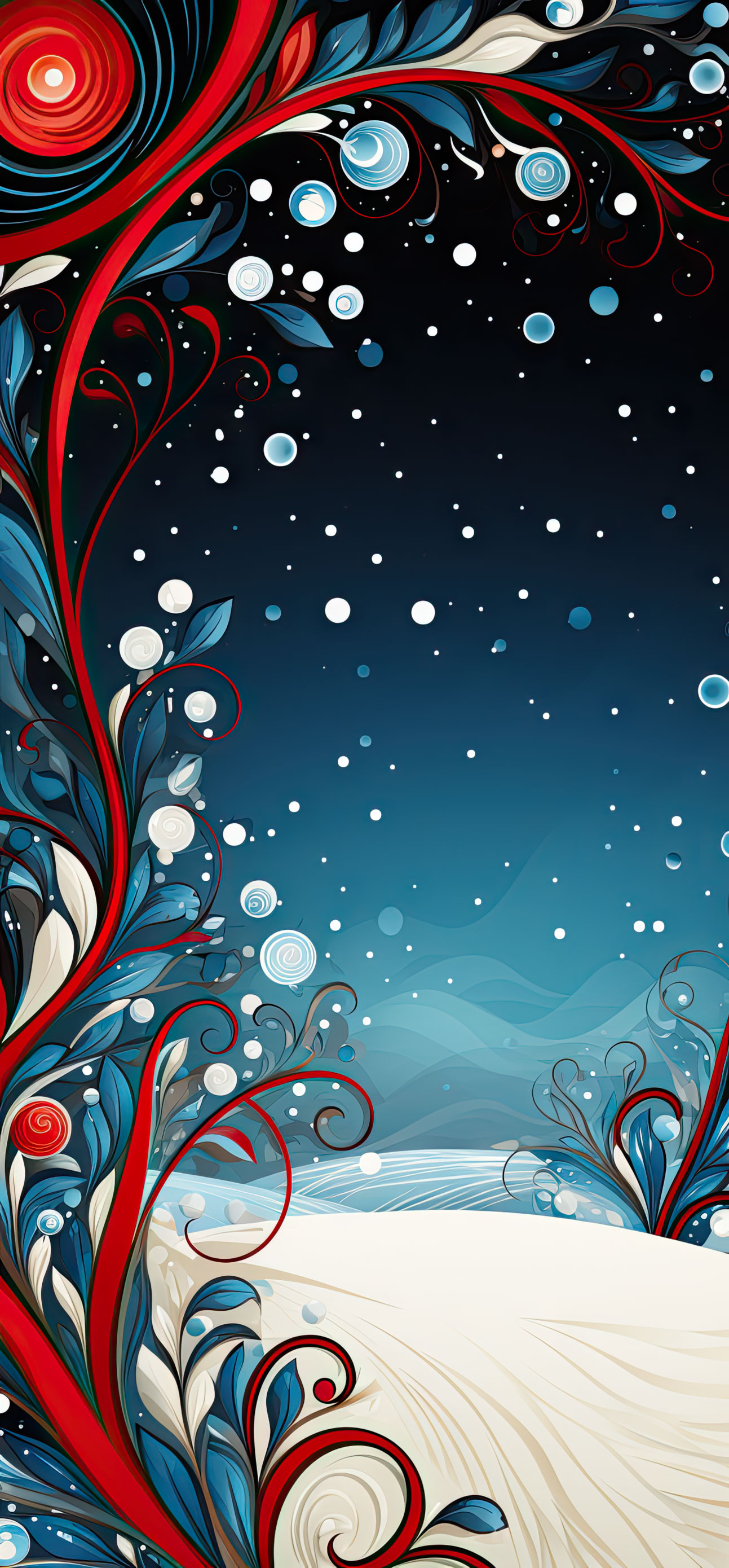 Preview for Winter-night-sky-floral-design-christmas-phone-background-135b4
